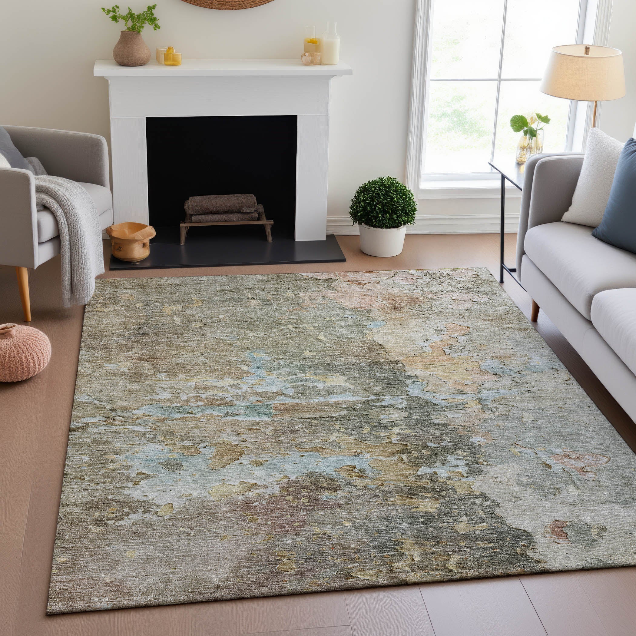 Havana Machine Washable Transitional Brown Rug 2'6" x 3'10" #shape_Rectangle
