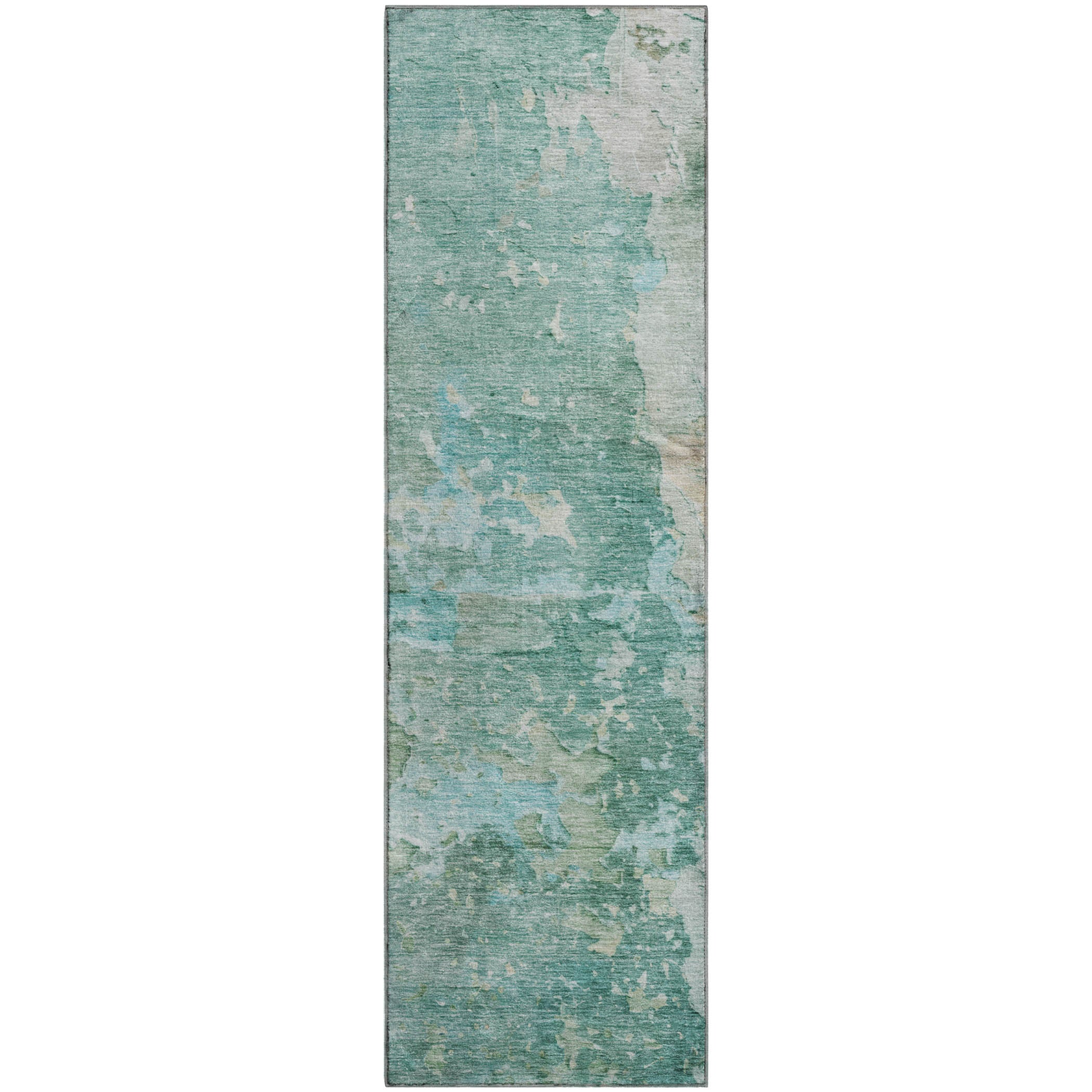 Havana Machine Washable Transitional Emerald Green Rug 2'3" x 7'6" #shape_Runner