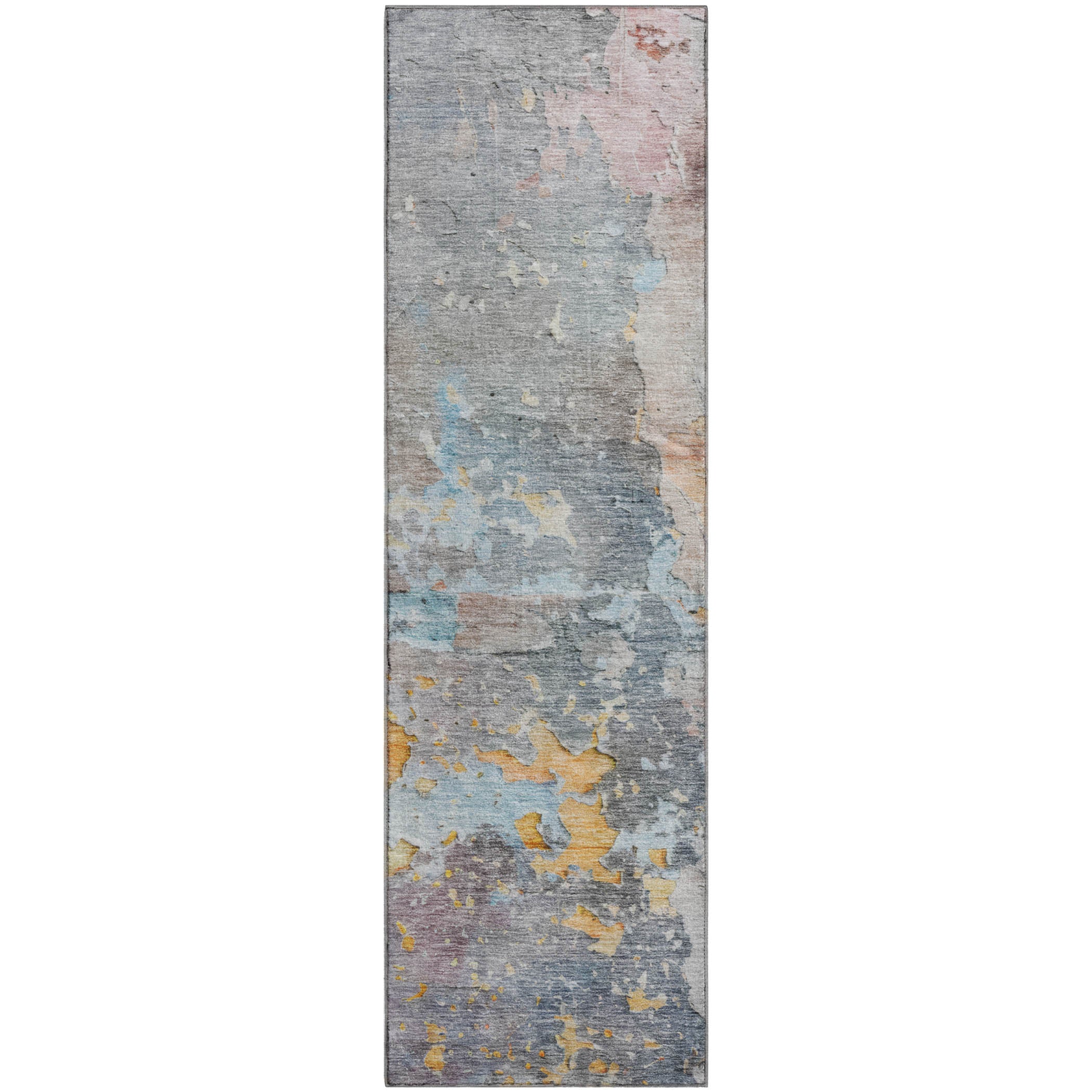 Havana Machine Washable Transitional Granite Gray Rug 2'3" x 7'6" #shape_Runner