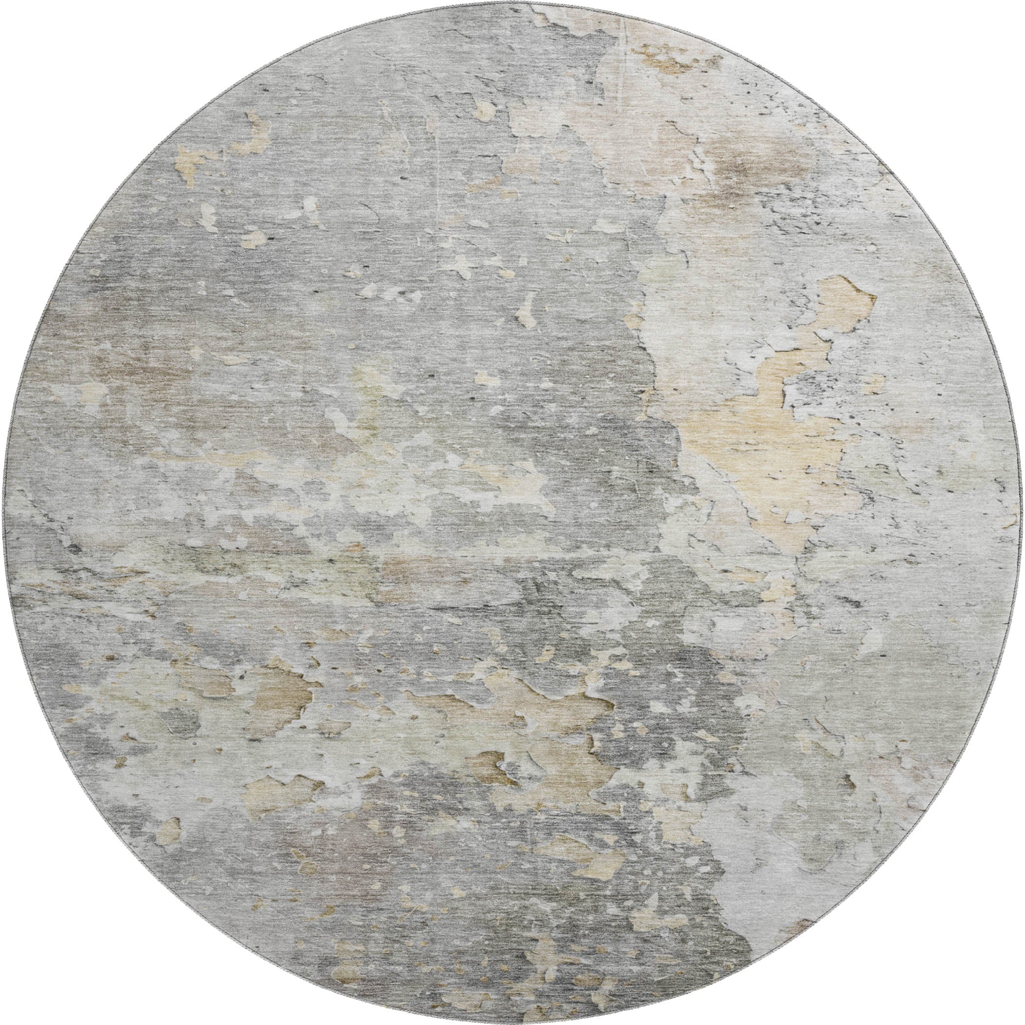 Havana Machine Washable Transitional Gray Rug 8' x 8' #shape_Round