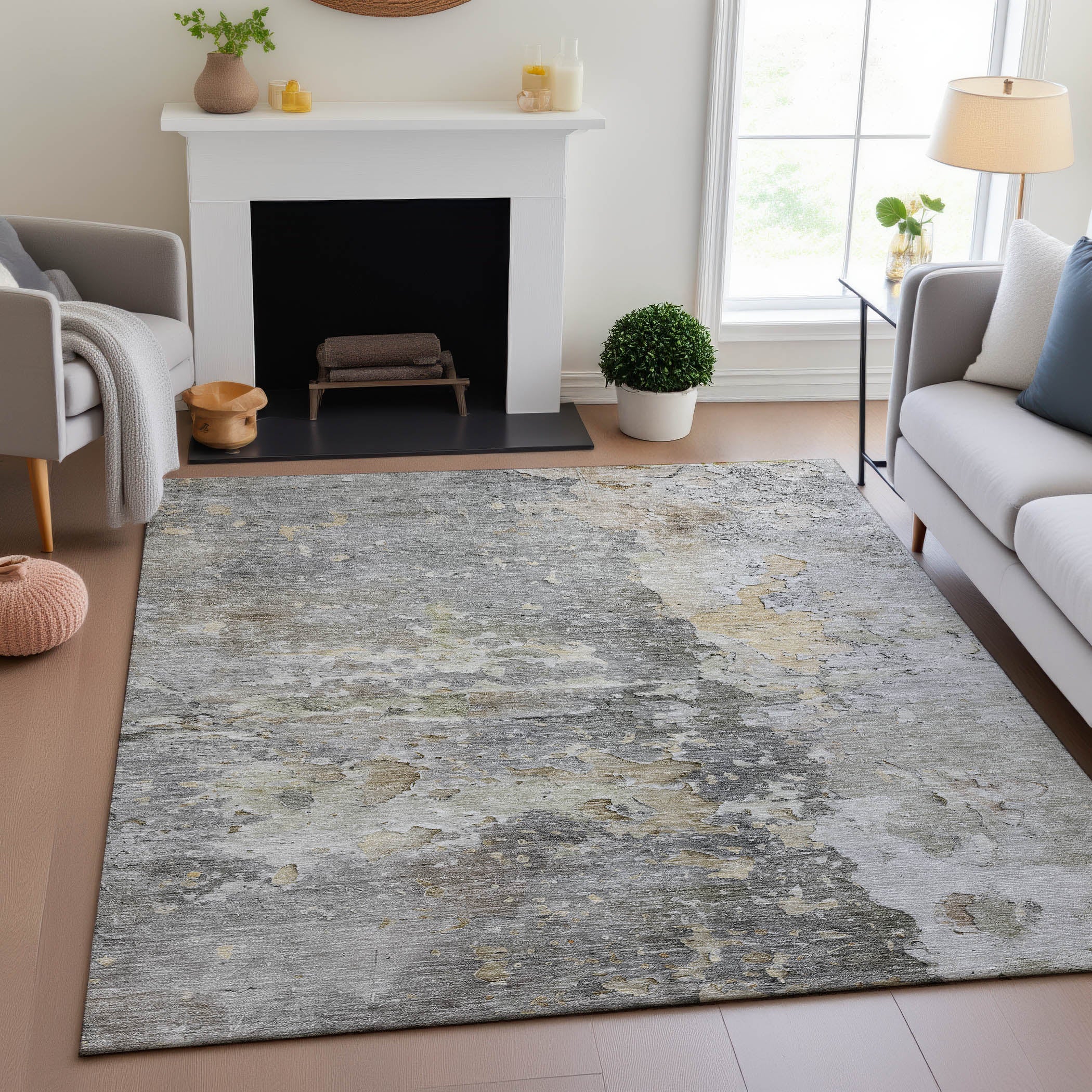 Havana Machine Washable Transitional Gray Rug 2'6" x 3'10" #shape_Rectangle
