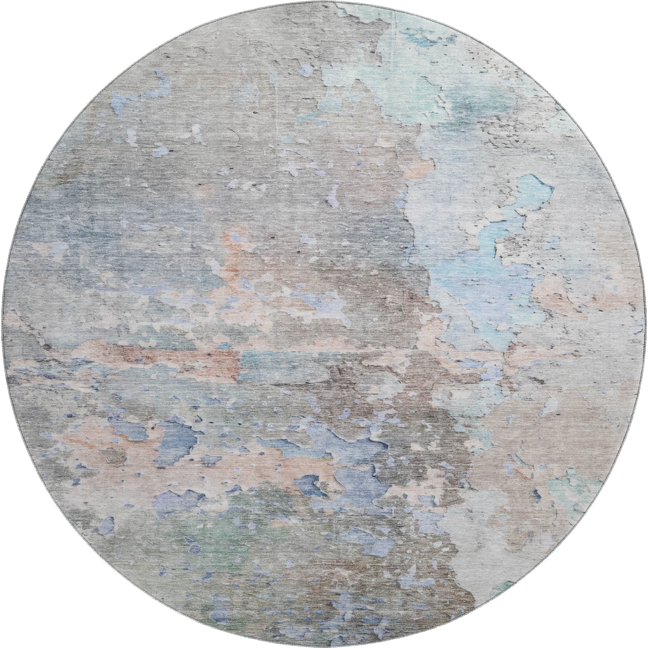 Havana Machine Washable Transitional Taupe Brown Rug 8' x 8' #shape_Round