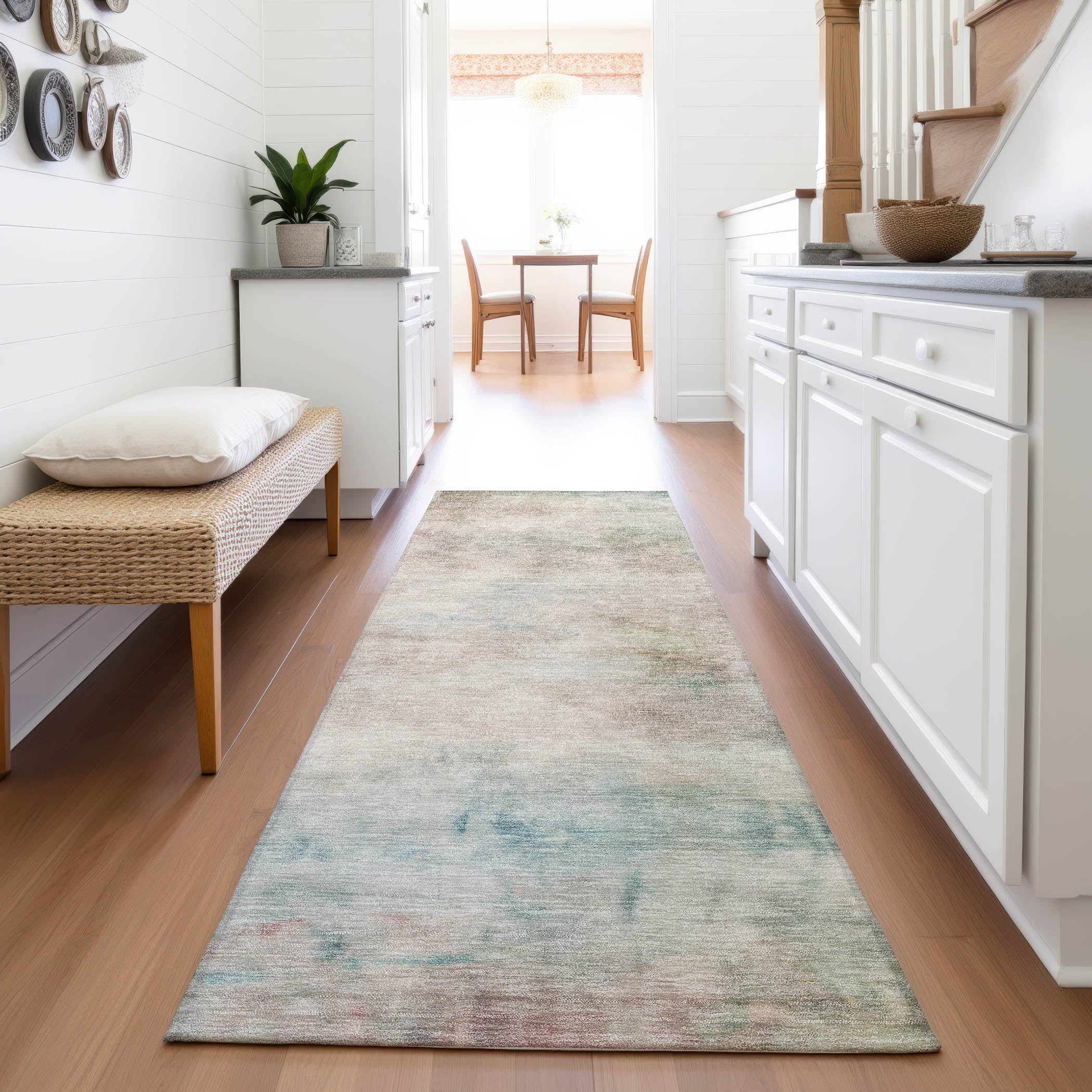 Bern Machine Washable Transitional Taupe Brown Rug 2'3" x 7'6" #shape_Runner