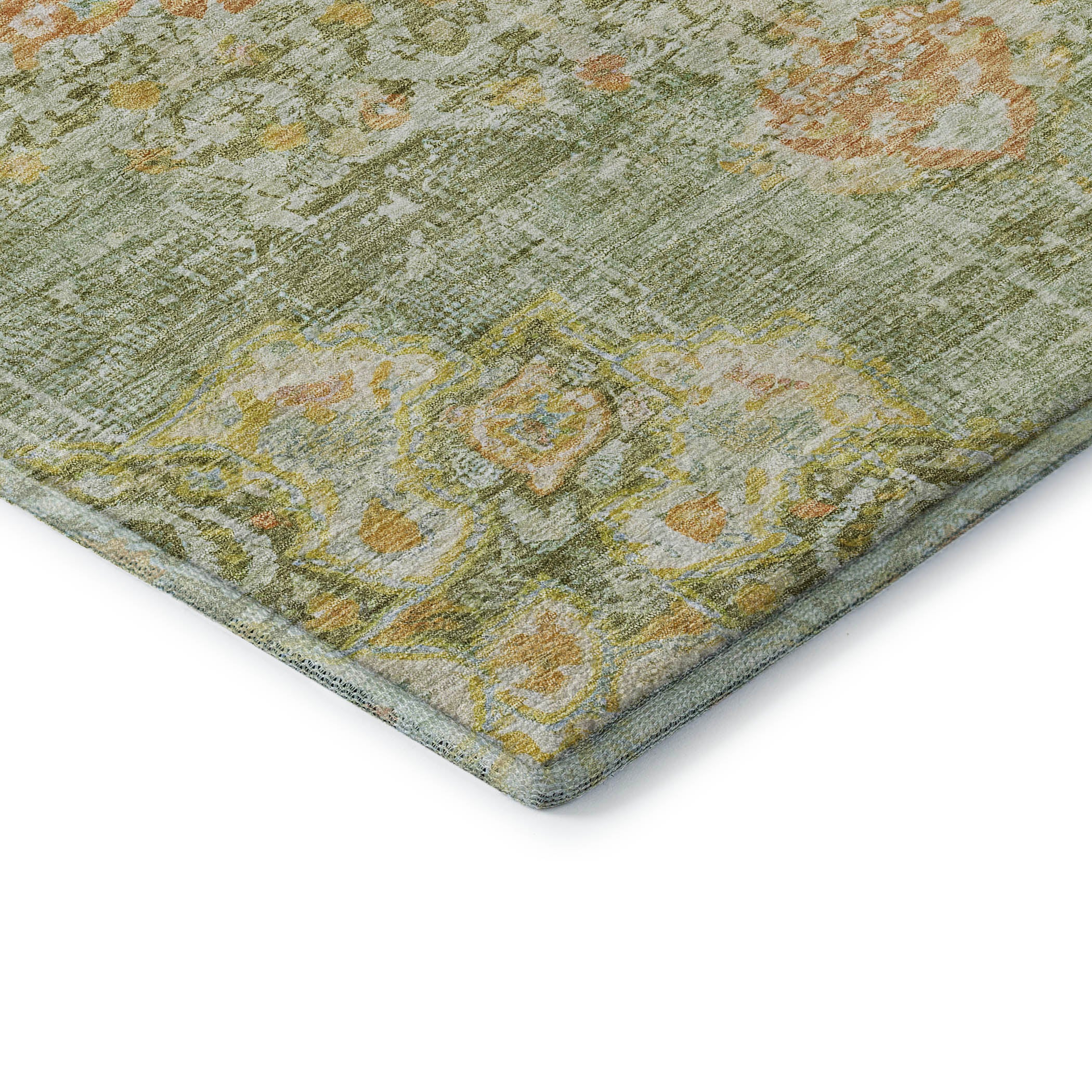 Sarajevo Machine Washable Traditional Aloe Green Rug 1'8" x 2'6" #shape_Rectangle