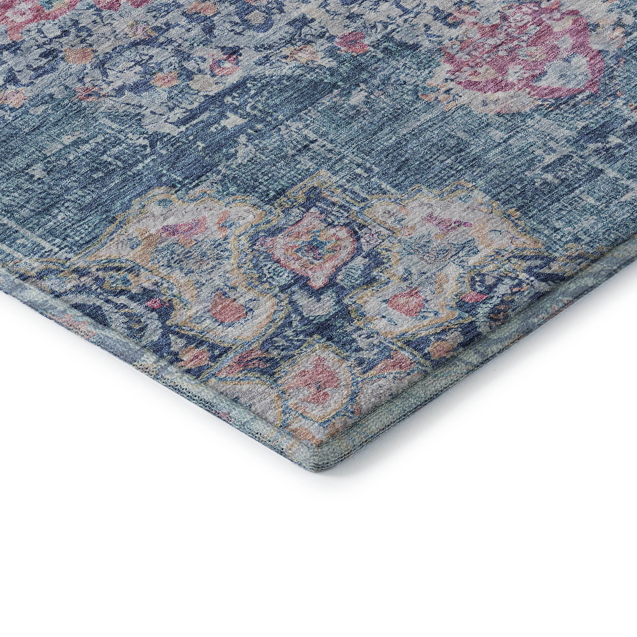 Sarajevo Machine Washable Traditional Blue Rug 1'8" x 2'6" #shape_Rectangle