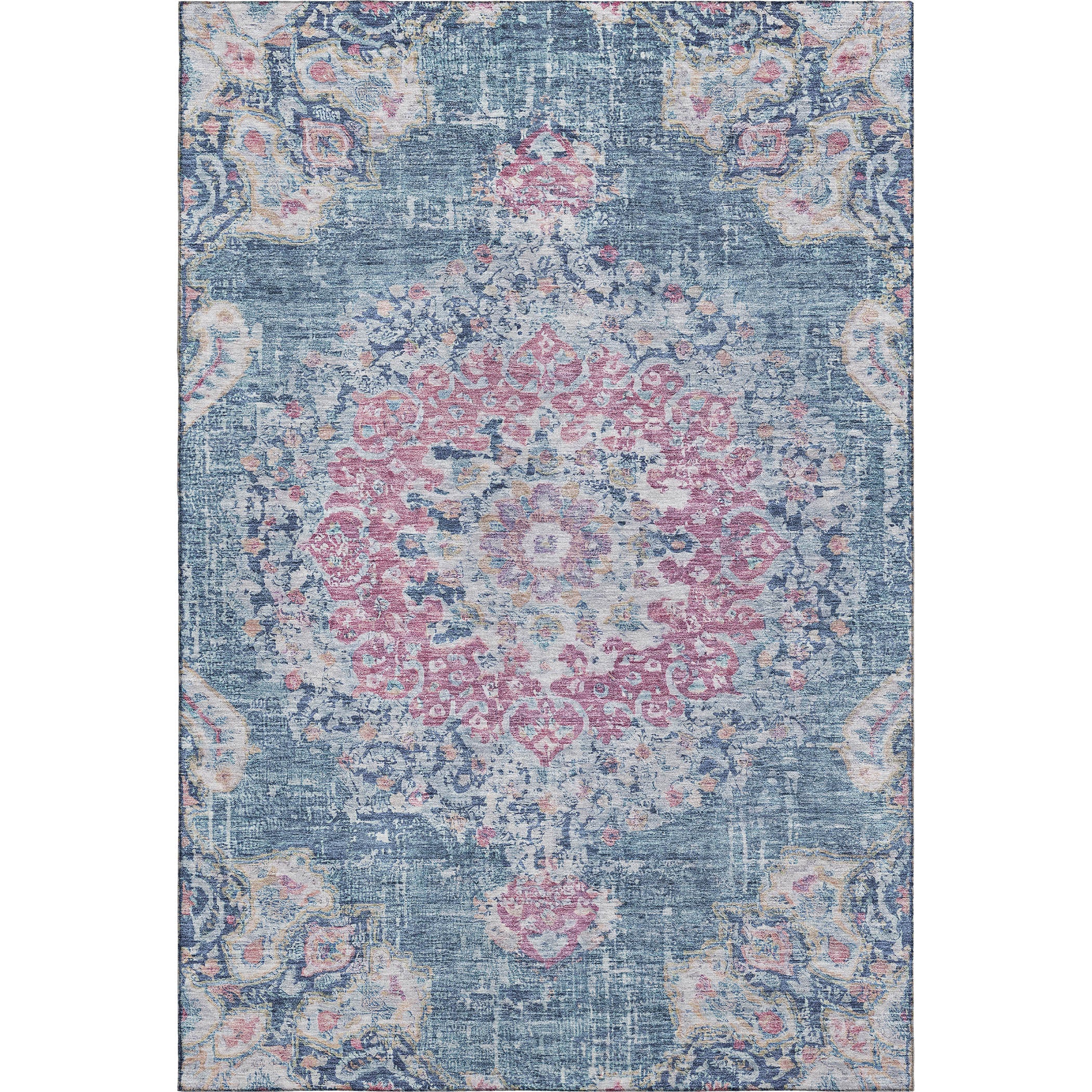 Sarajevo Machine Washable Traditional Blue Rug 2'6" x 3'10" #shape_Rectangle