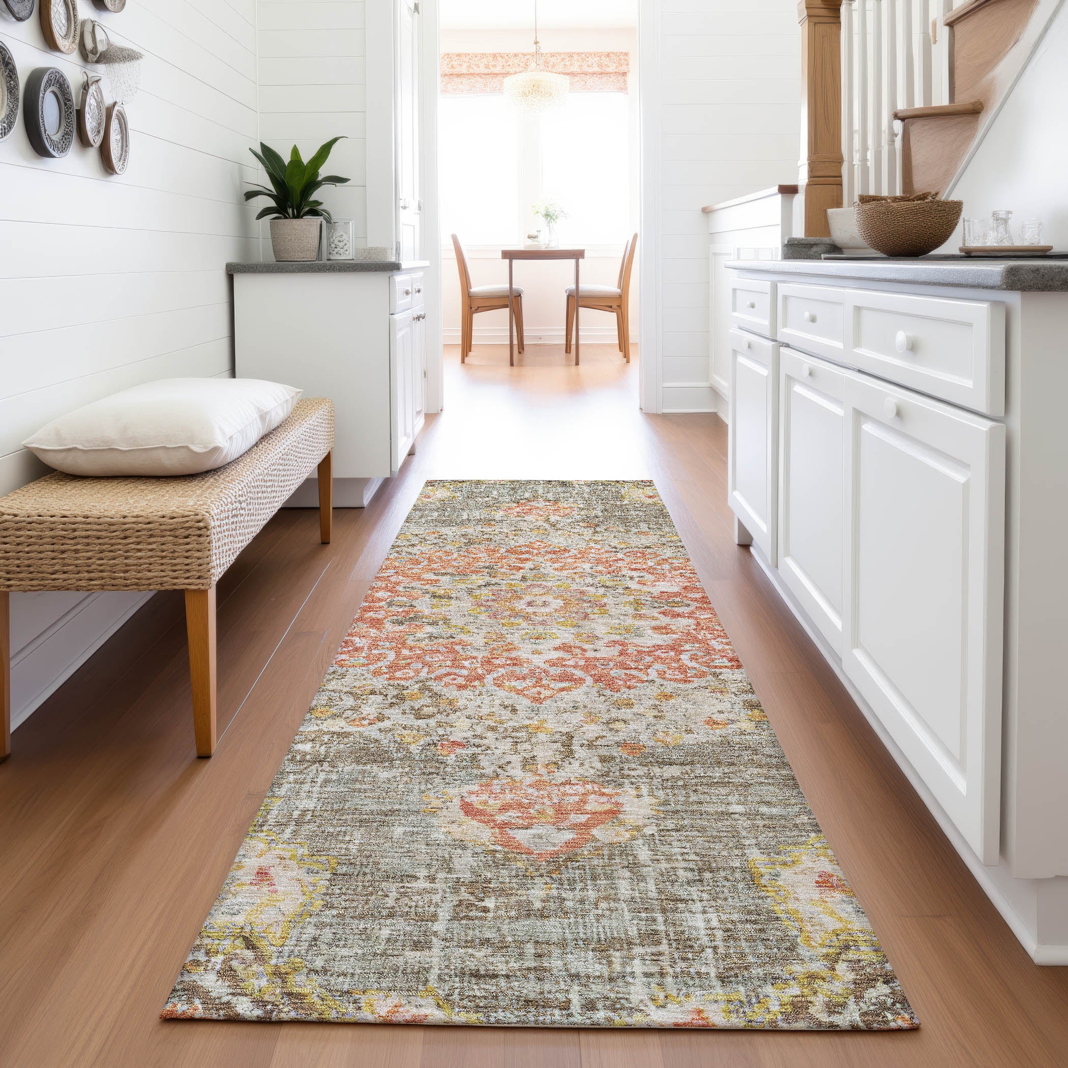 Sarajevo Machine Washable Traditional Brown Rug 2'3" x 7'6" #shape_Runner