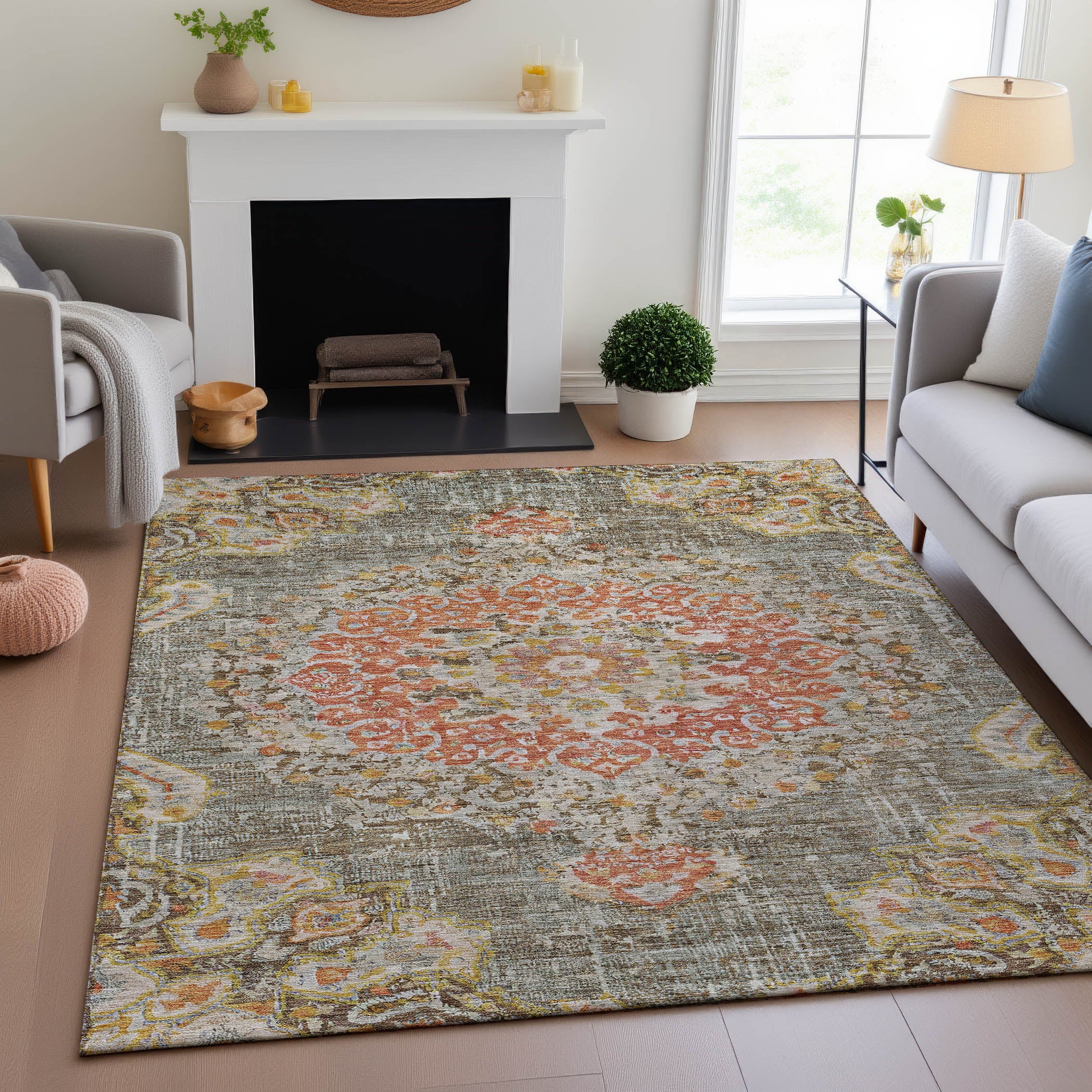 Sarajevo Machine Washable Traditional Brown Rug 2'6" x 3'10" #shape_Rectangle