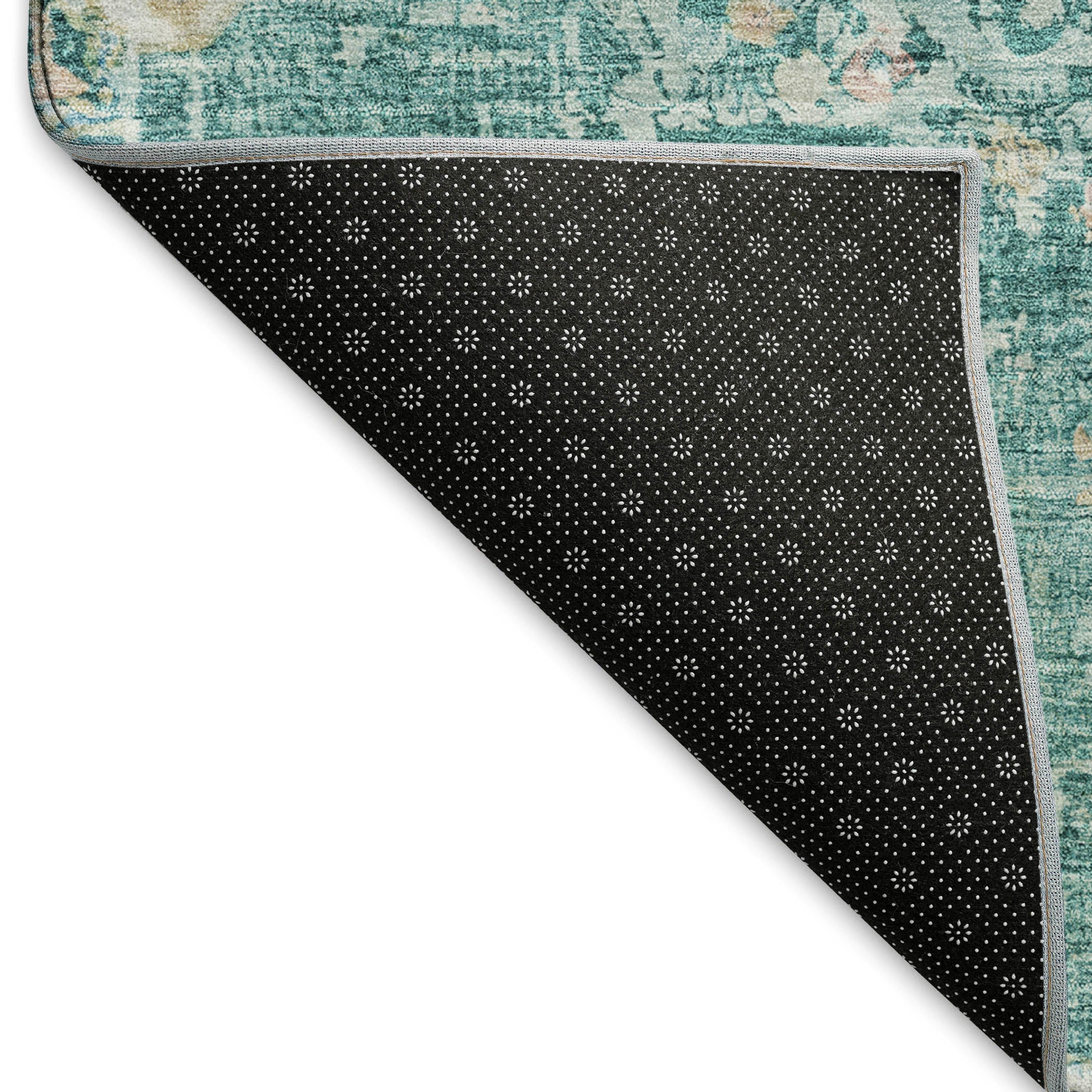 Sarajevo Machine Washable Traditional Teal Rug 1'8" x 2'6" #shape_Rectangle