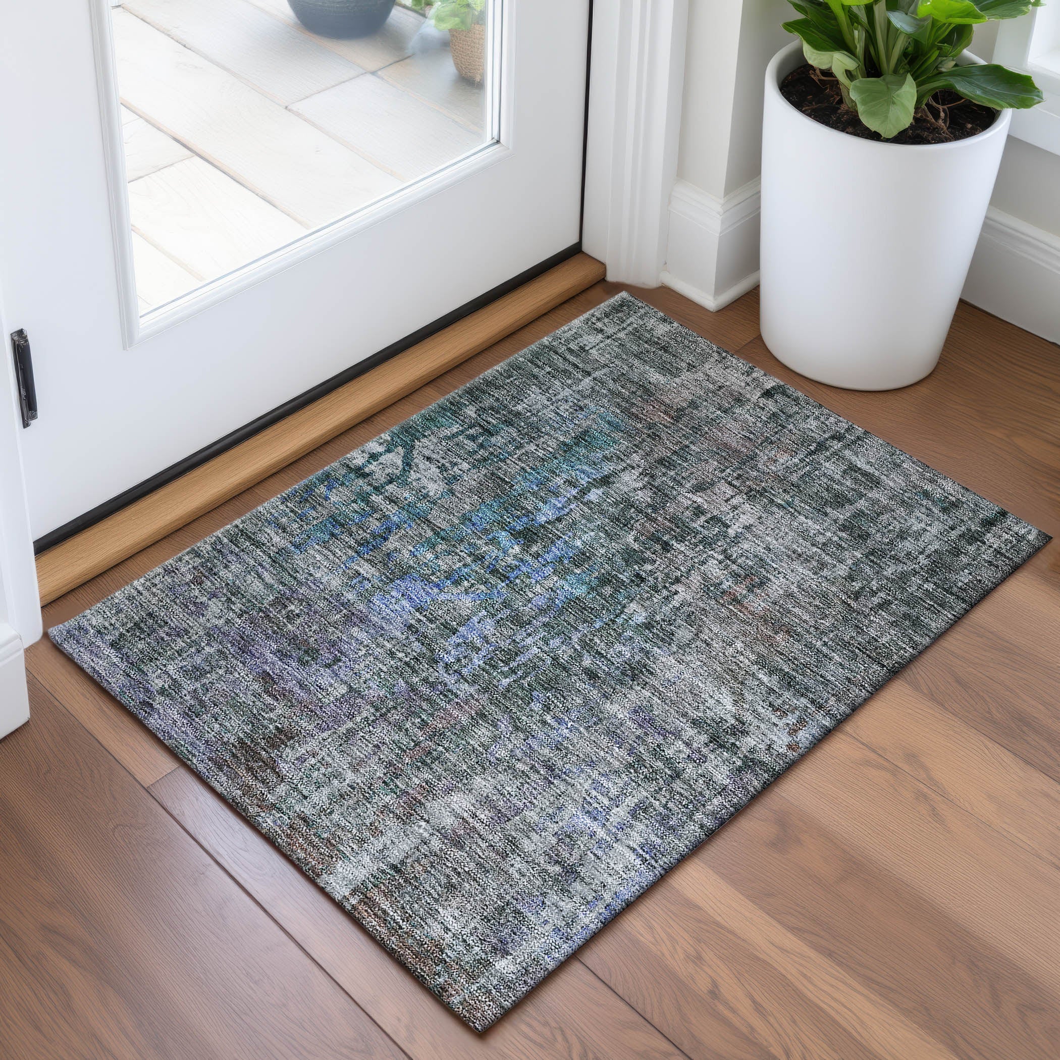 Prague Machine Washable Transitional Fern Green Rug 1'8" x 2'6" #shape_Rectangle