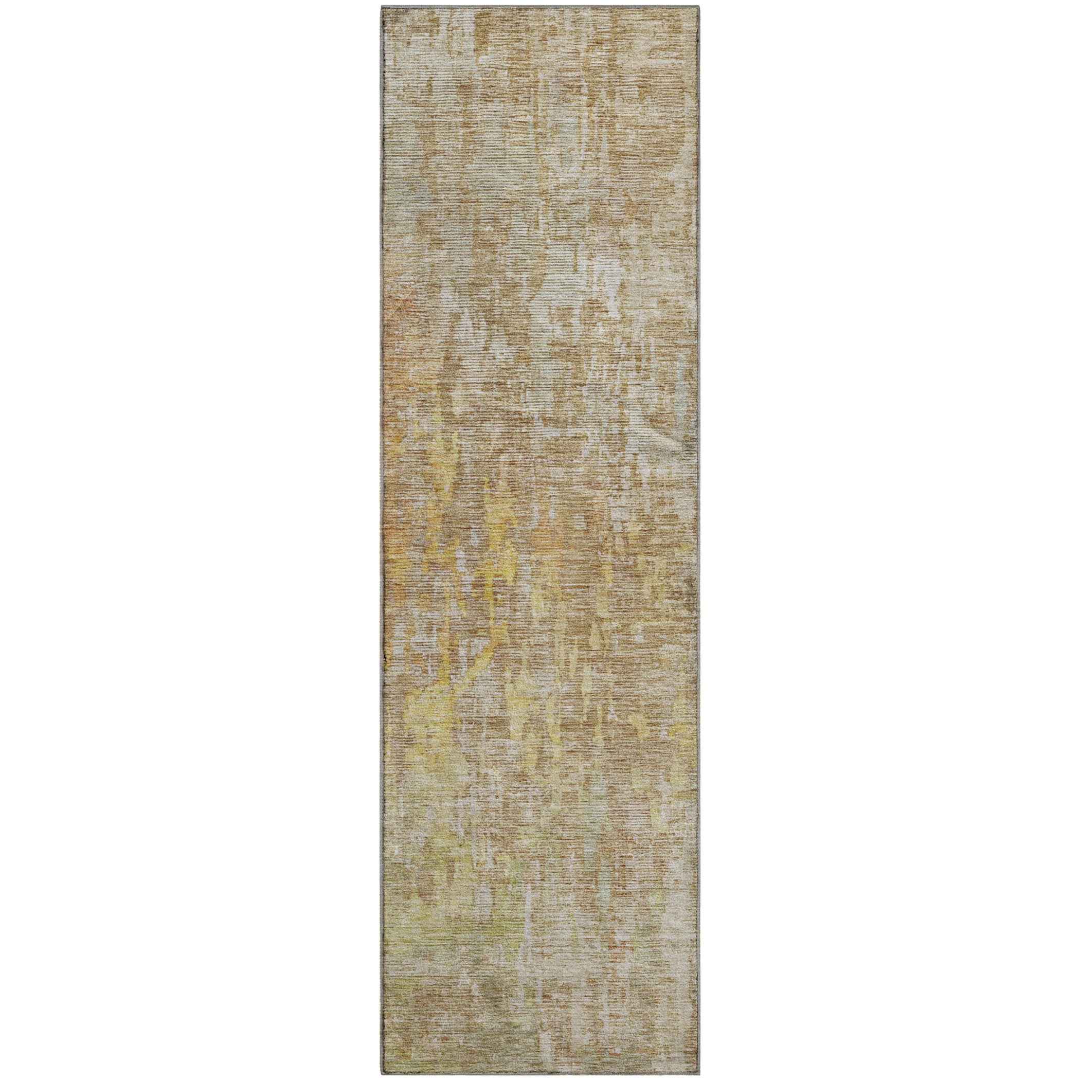 Prague Machine Washable Transitional Khaki Brown Rug 2'3" x 7'6" #shape_Runner