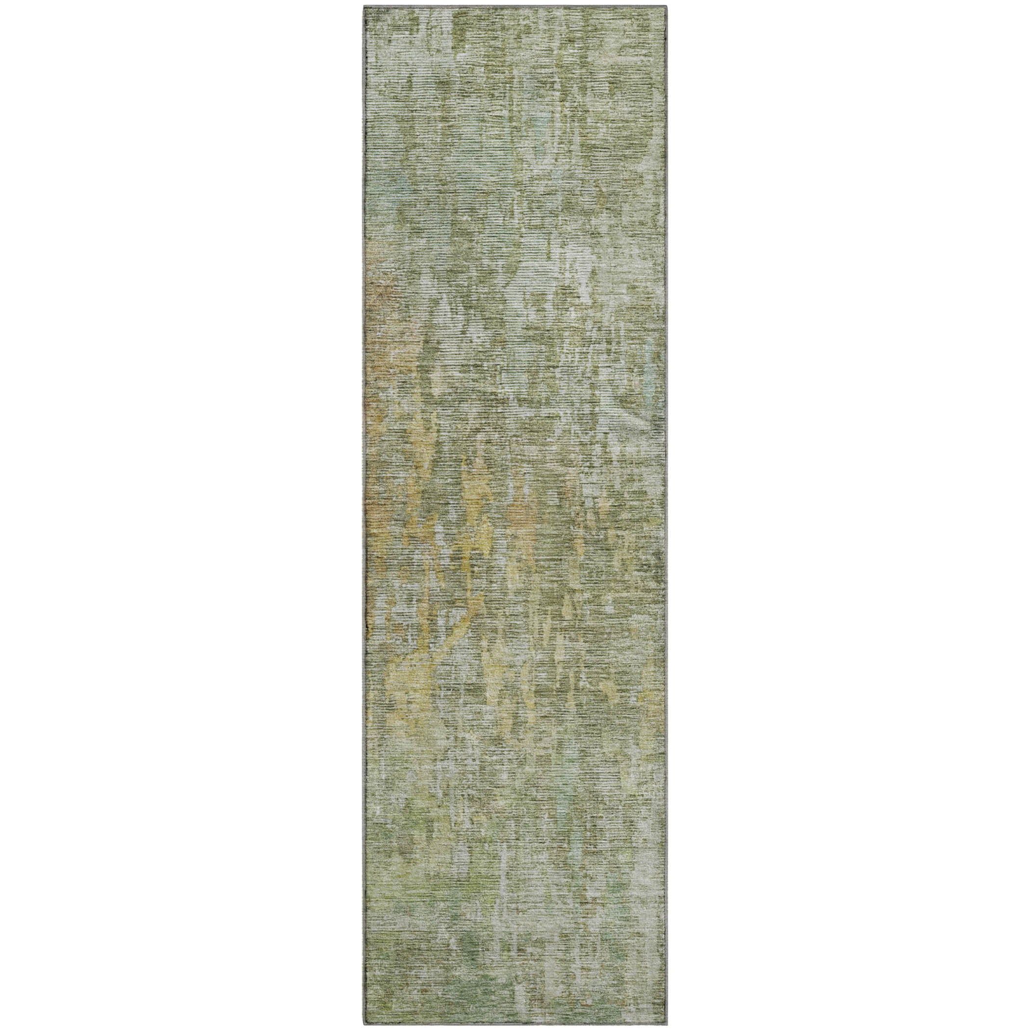 Prague Machine Washable Transitional Sage Green Rug 2'3" x 7'6" #shape_Runner