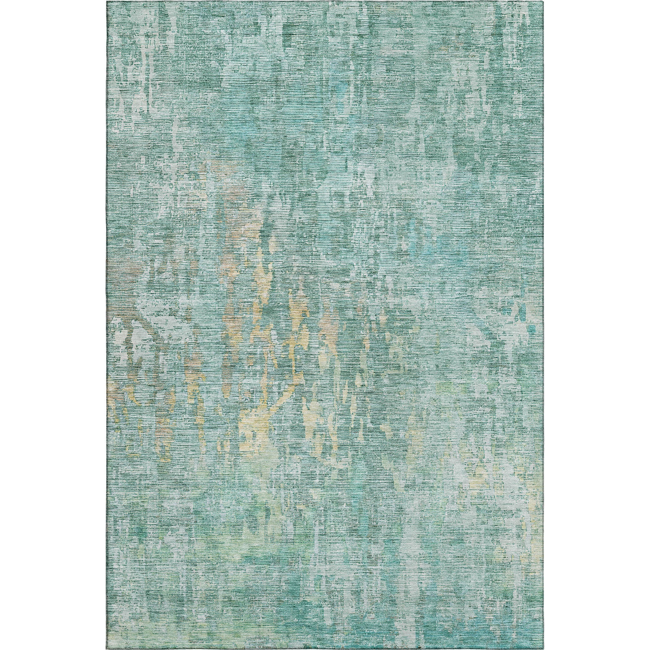 Prague Machine Washable Transitional Teal Rug 2'6" x 3'10" #shape_Rectangle