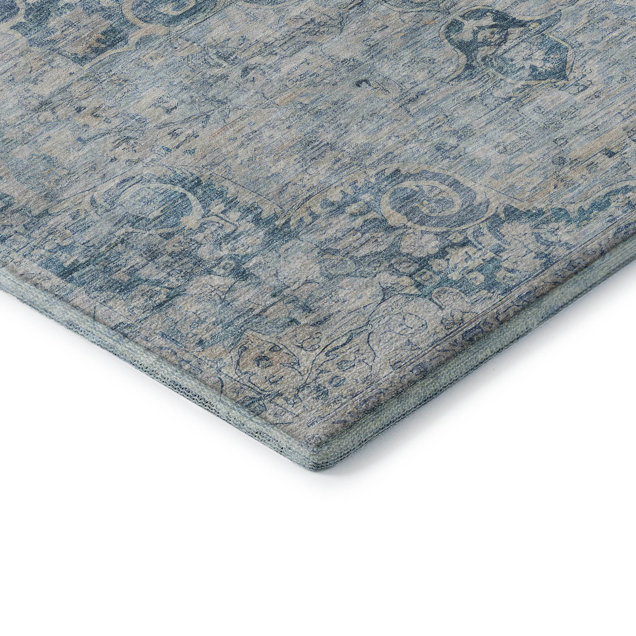 Baku Machine Washable Traditional Blue Rug 1'8" x 2'6" #shape_Rectangle