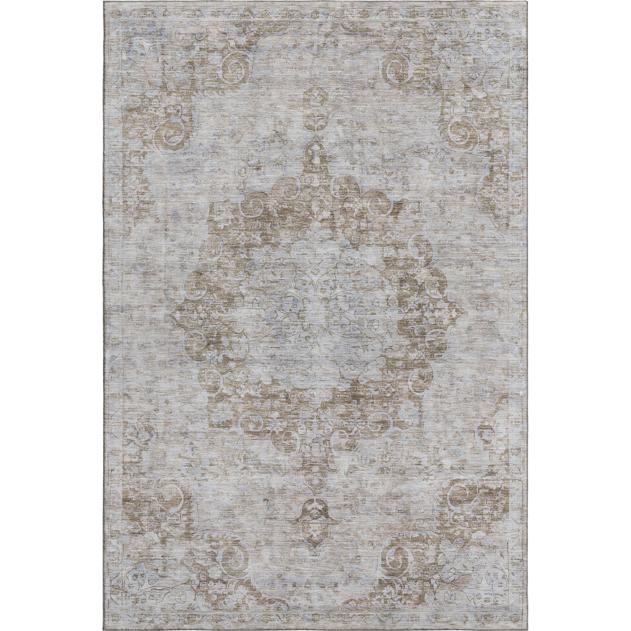 Baku Machine Washable Traditional Chocolate Brown Rug 2'6" x 3'10" #shape_Rectangle