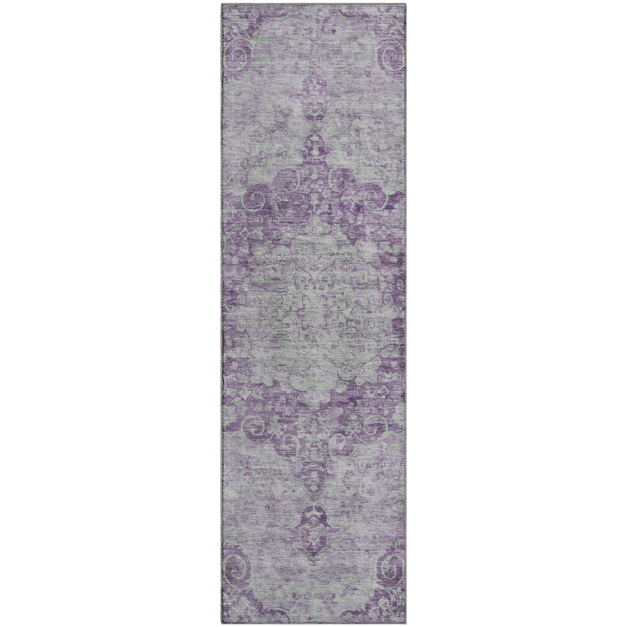 Baku Machine Washable Traditional Purple Rug 2'3" x 7'6" #shape_Runner
