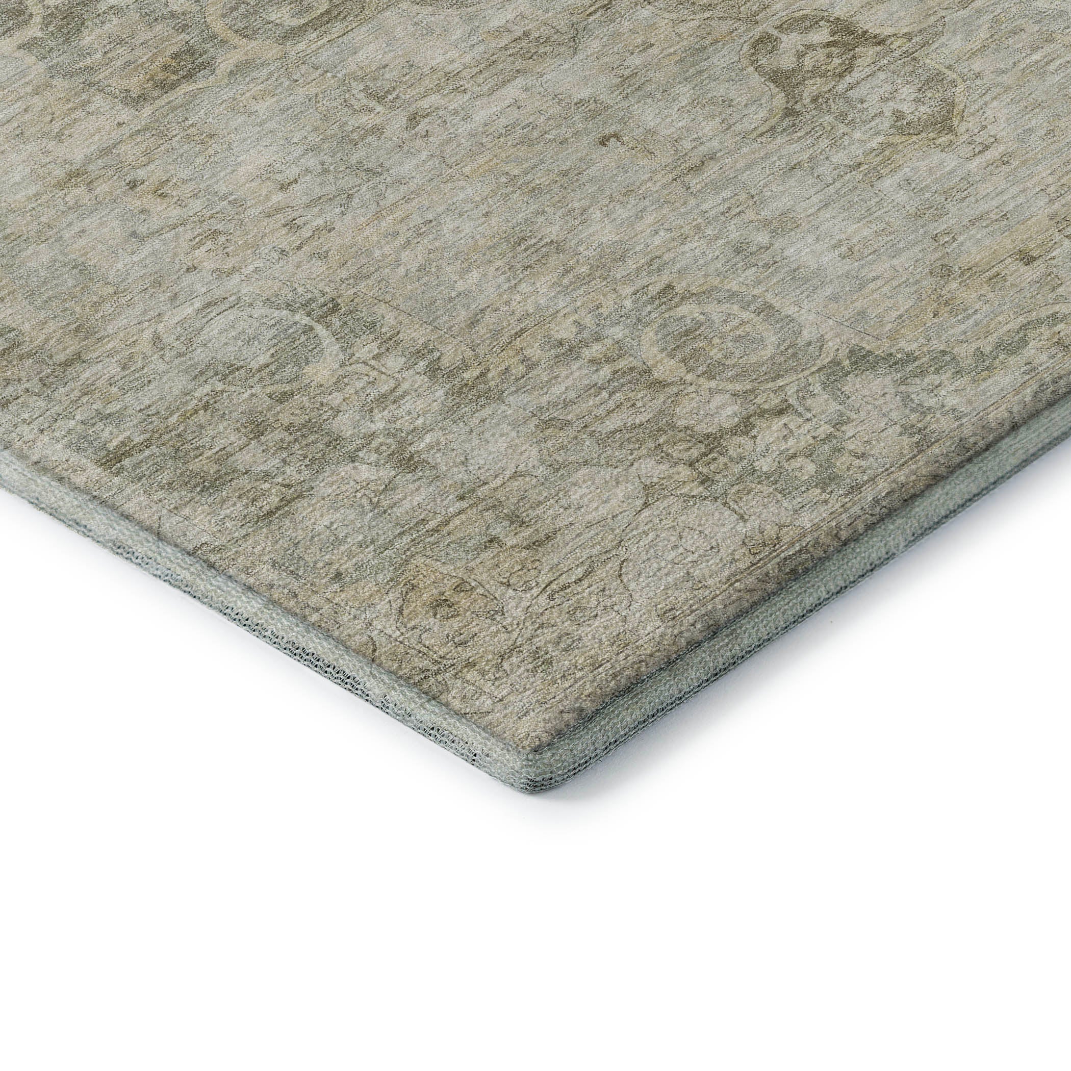 Baku Machine Washable Traditional Sage Green Rug 1'8" x 2'6" #shape_Rectangle
