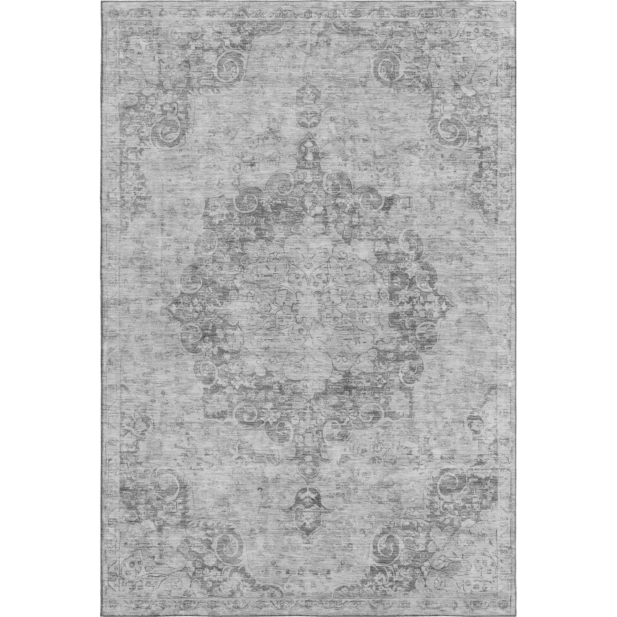 Baku Machine Washable Traditional Silver Gray Rug 2'6" x 3'10" #shape_Rectangle