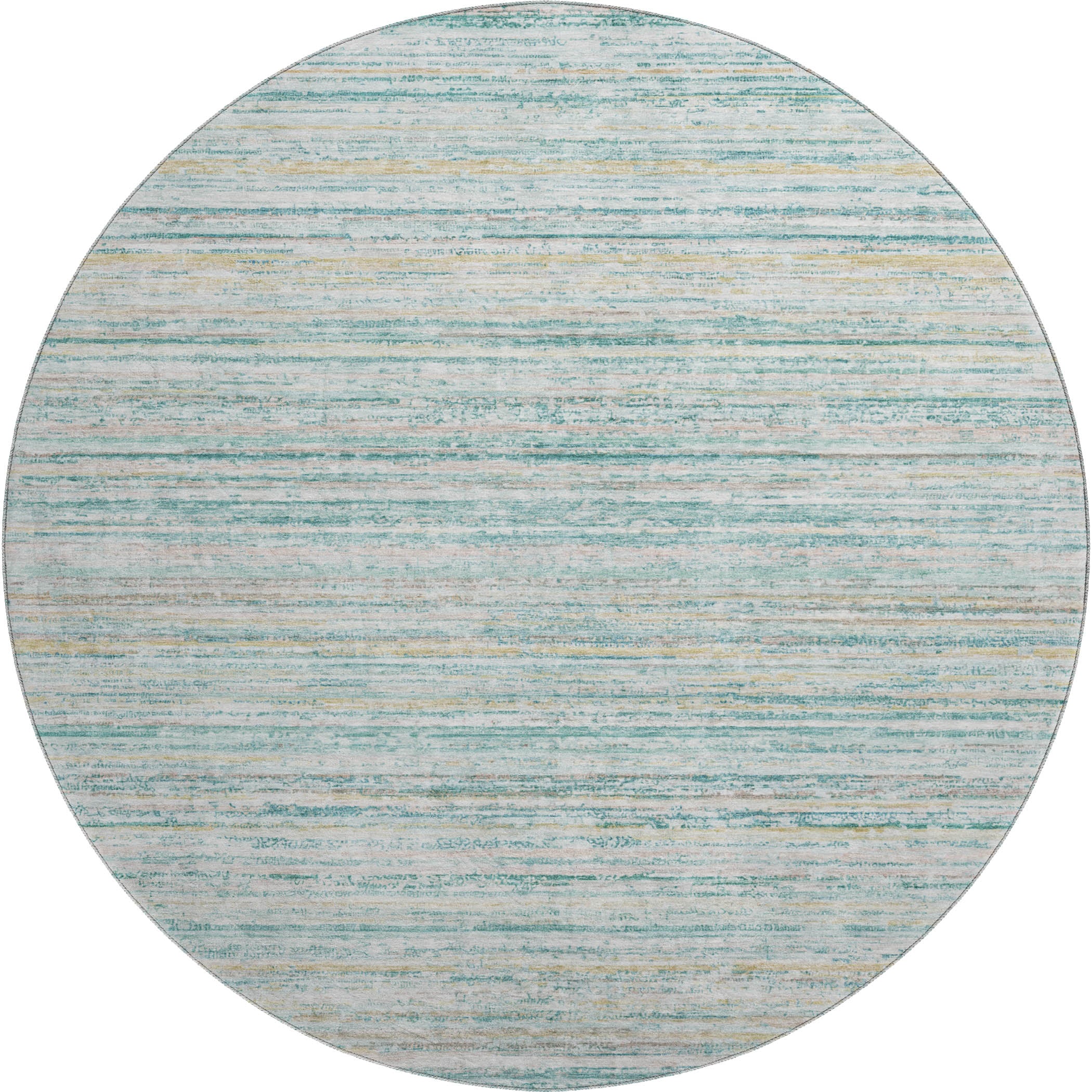 Oslo Machine Washable Transitional Teal Rug 8' x 8' #shape_Round