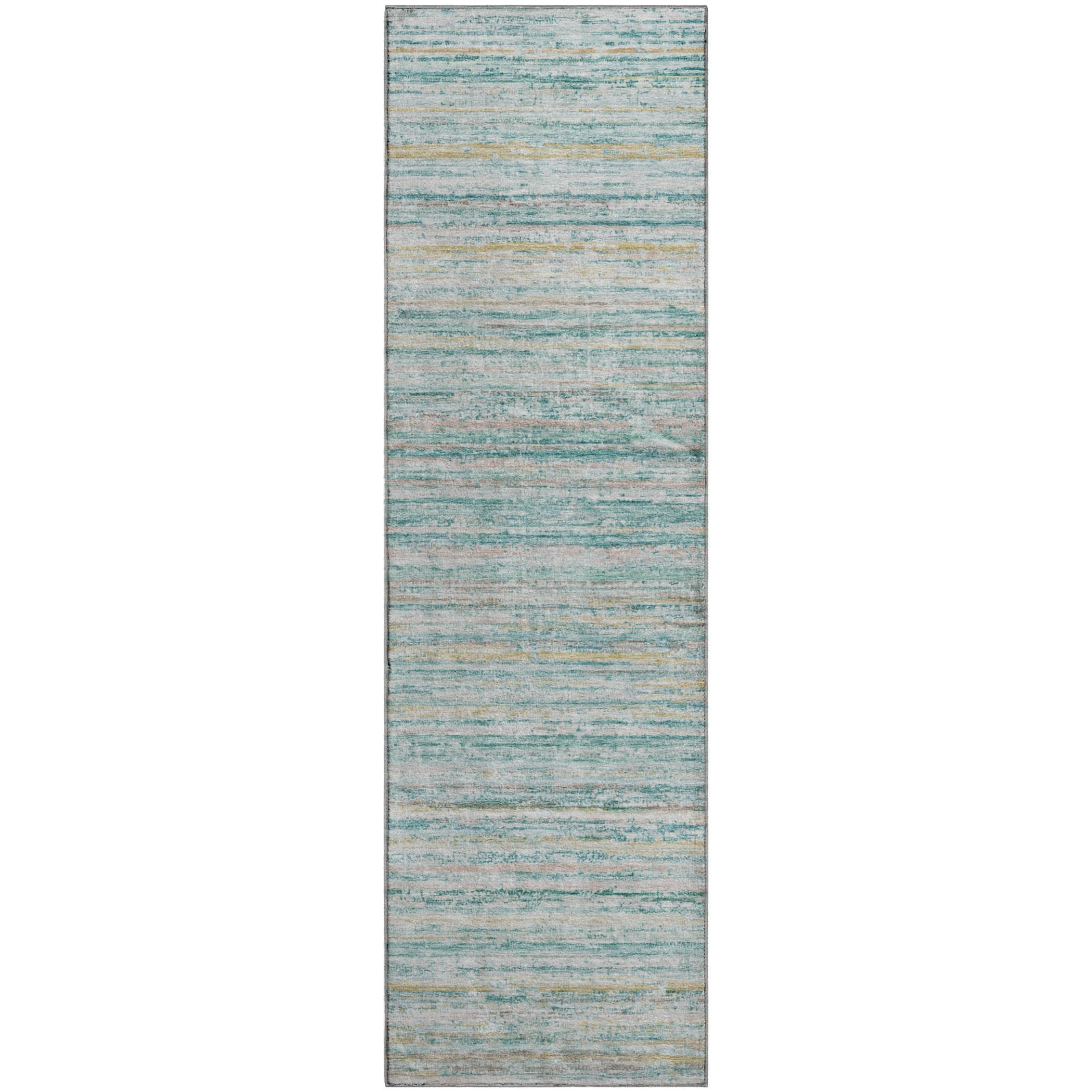 Oslo Machine Washable Transitional Teal Rug 2'3" x 7'6" #shape_Runner