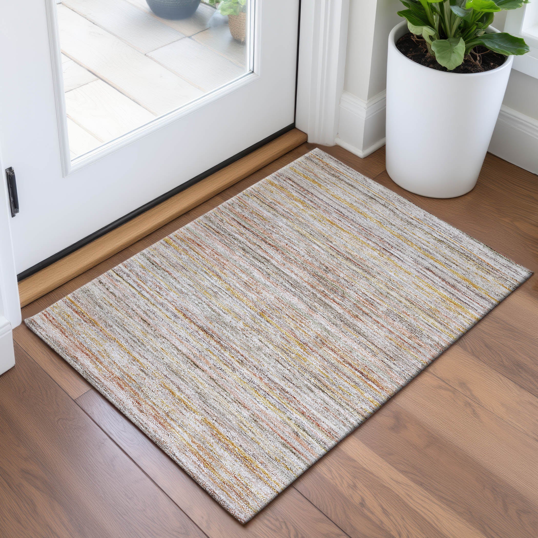 Oslo Machine Washable Transitional Terracotta Orange Rug 1'8" x 2'6" #shape_Rectangle