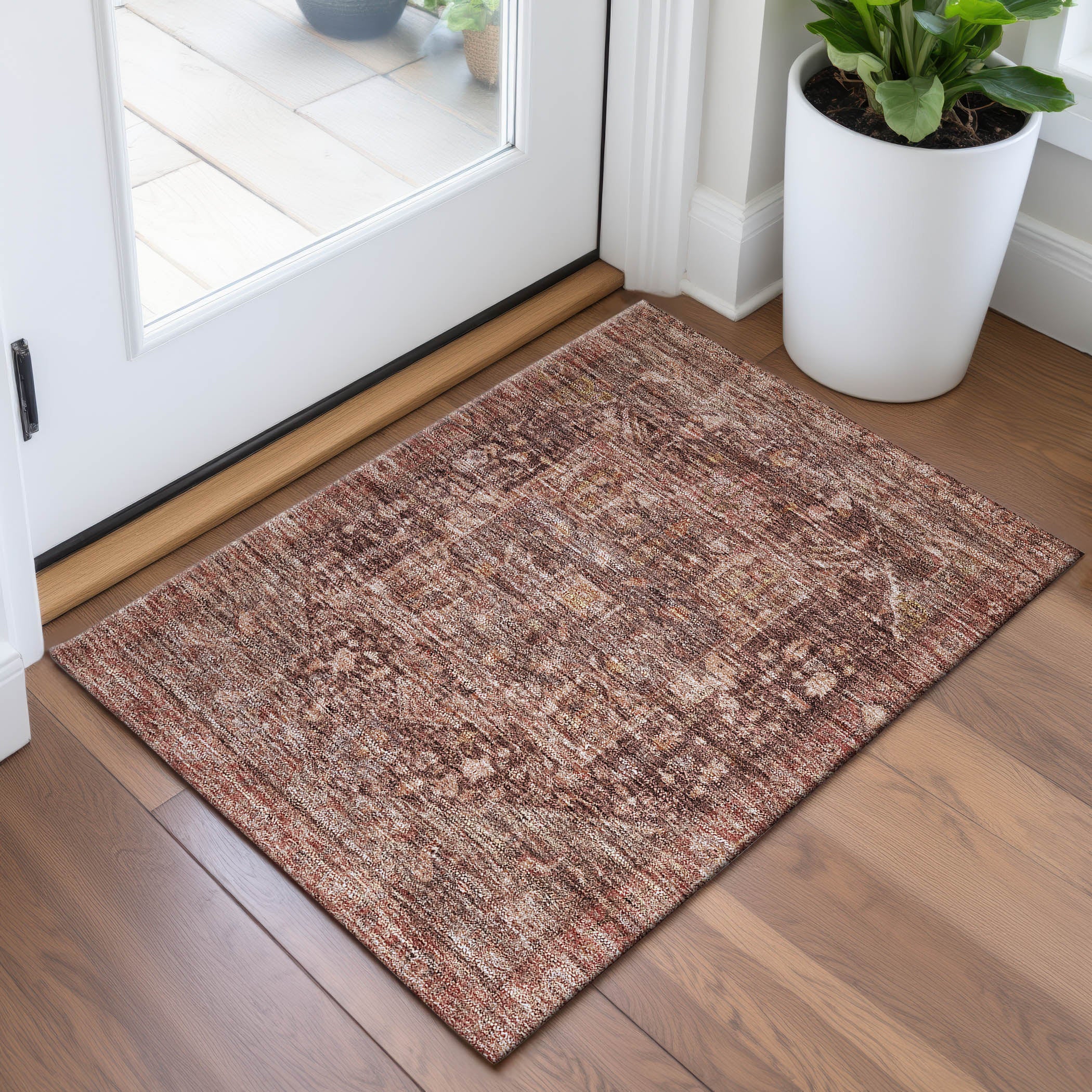 Reykjavik Machine Washable Traditional Burgundy Red Rug 1'8" x 2'6" #shape_Rectangle