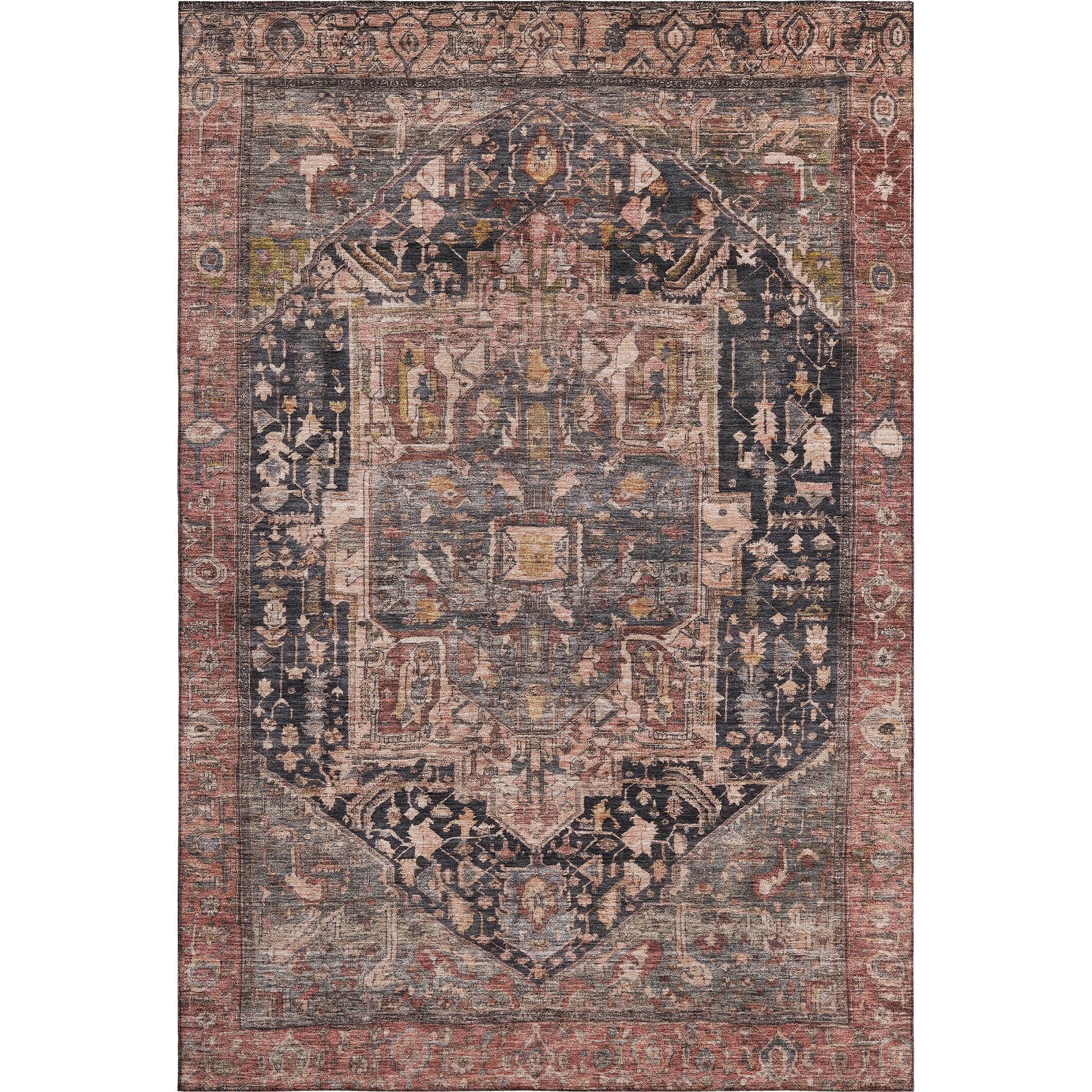Reykjavik Machine Washable Traditional Charcoal Gray Rug 2'6" x 3'10" #shape_Rectangle
