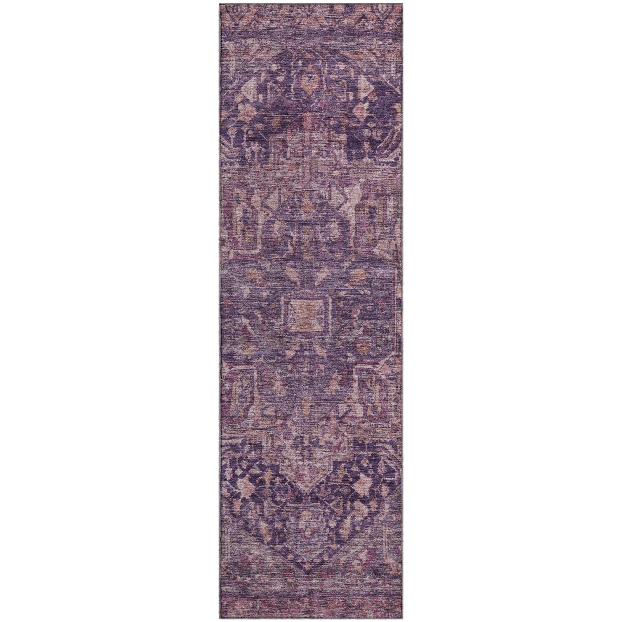Reykjavik Machine Washable Traditional Eggplant Purple Rug 2'3" x 7'6" #shape_Runner