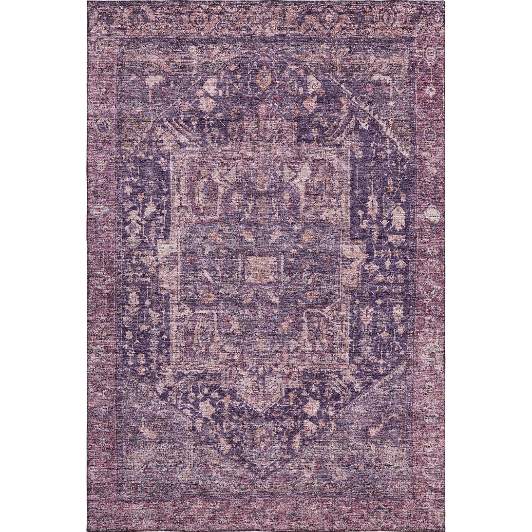 Reykjavik Machine Washable Traditional Eggplant Purple Rug 2'6" x 3'10" #shape_Rectangle