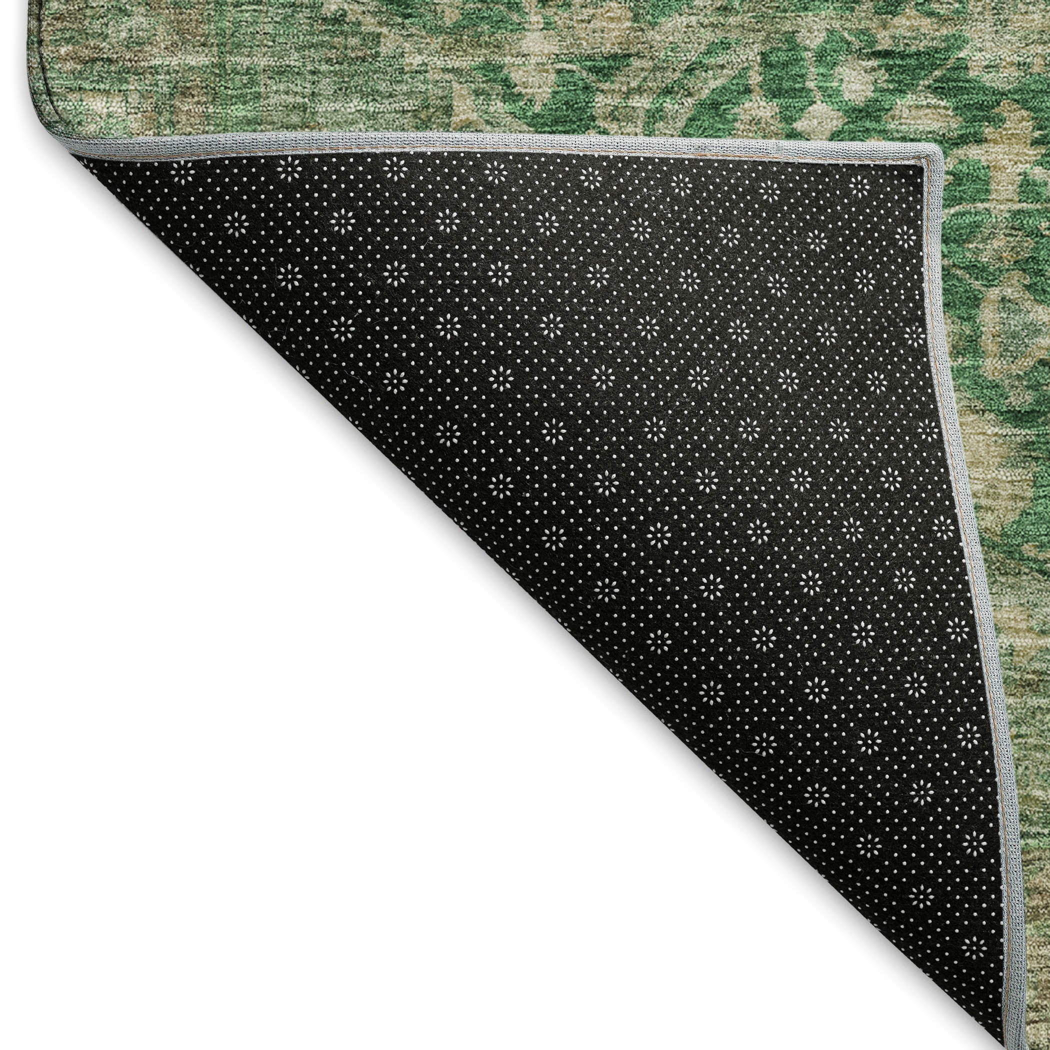 Reykjavik Machine Washable Traditional Emerald Green Rug 1'8" x 2'6" #shape_Rectangle