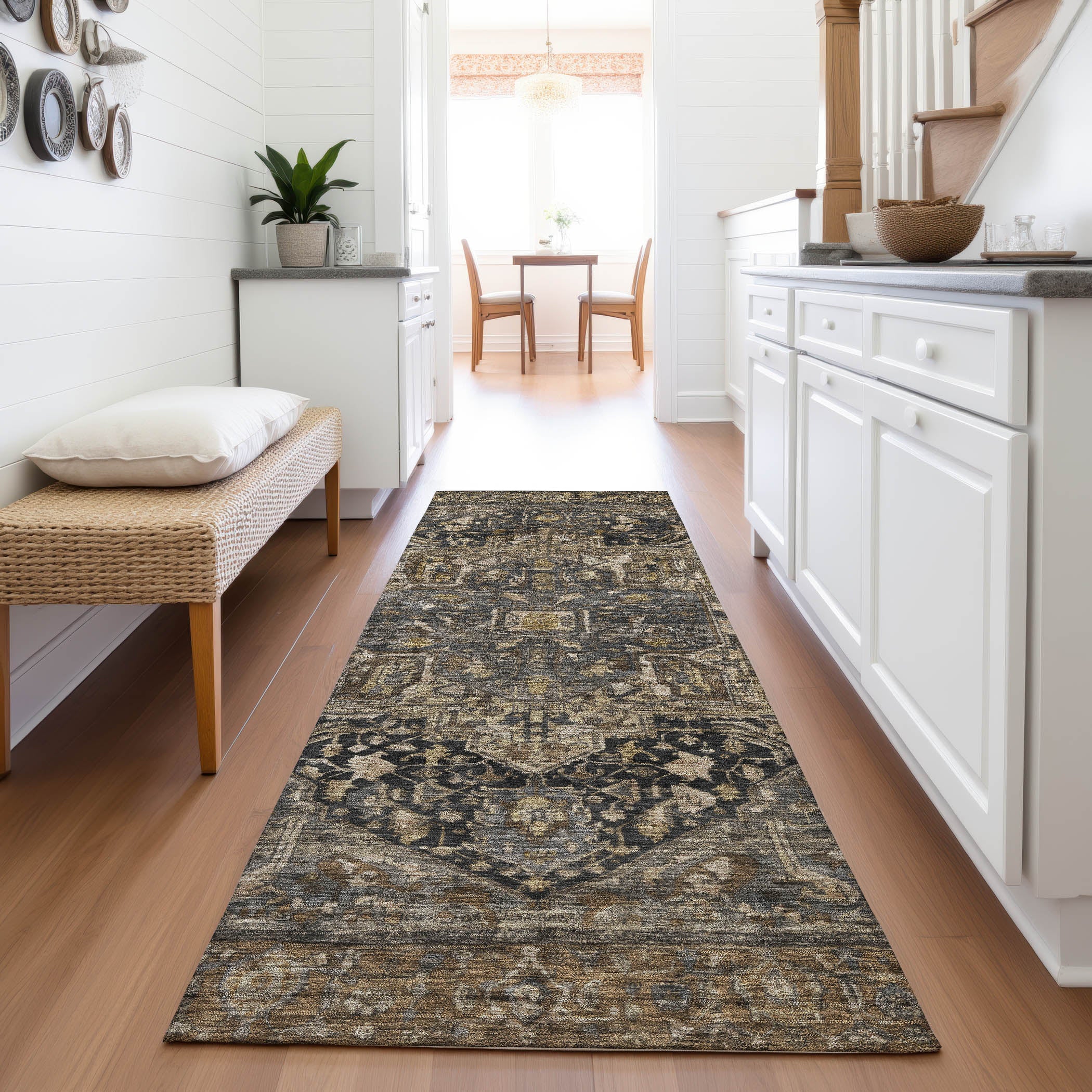 Reykjavik Machine Washable Traditional Fudge Brown Rug 2'3" x 7'6" #shape_Runner