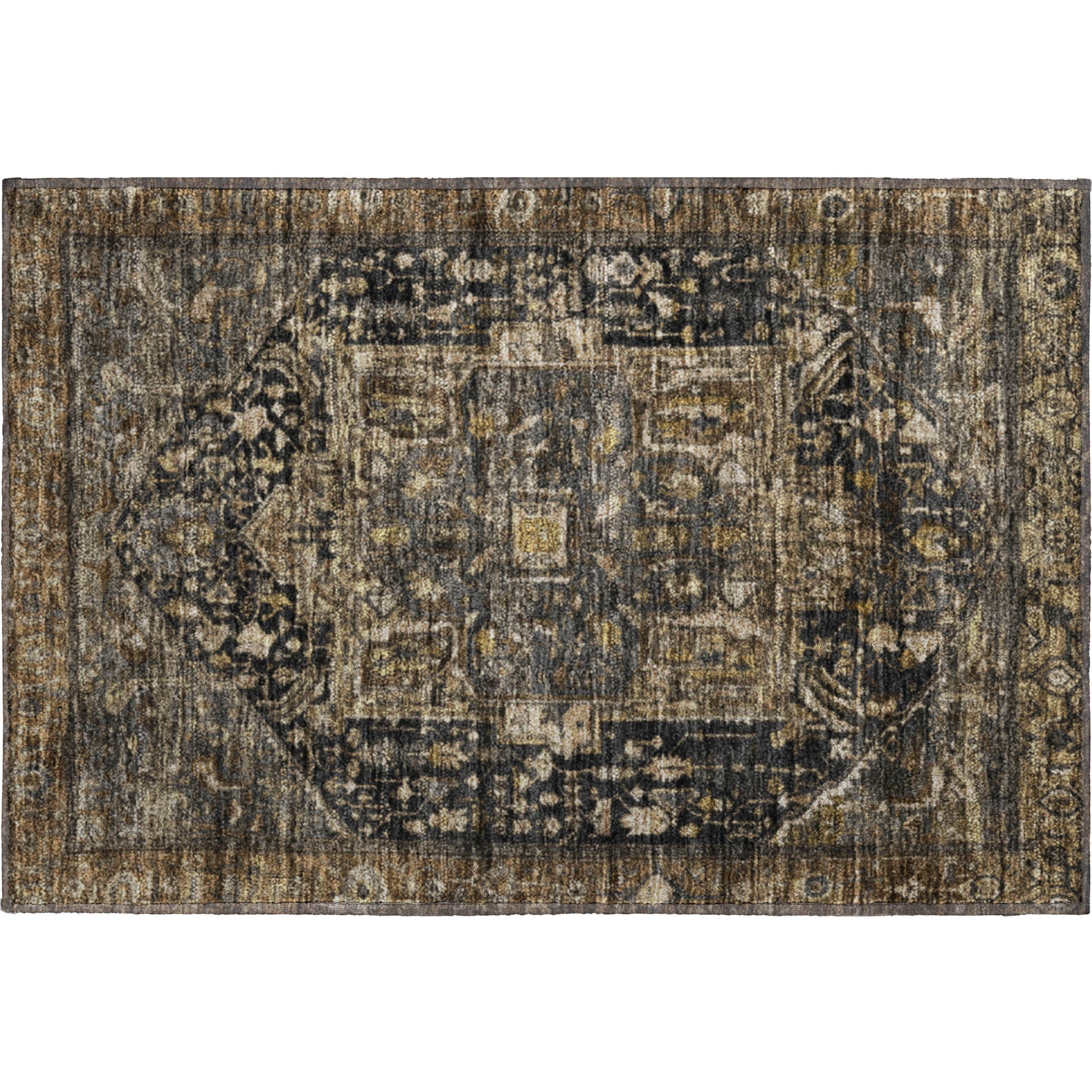 Reykjavik Machine Washable Traditional Fudge Brown Rug 1'8" x 2'6" #shape_Rectangle