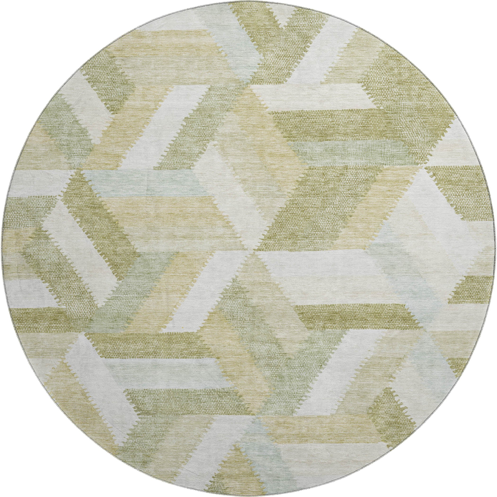 Seville Machine Washable Transitional Aloe Green Rug 8' x 8' #shape_Round