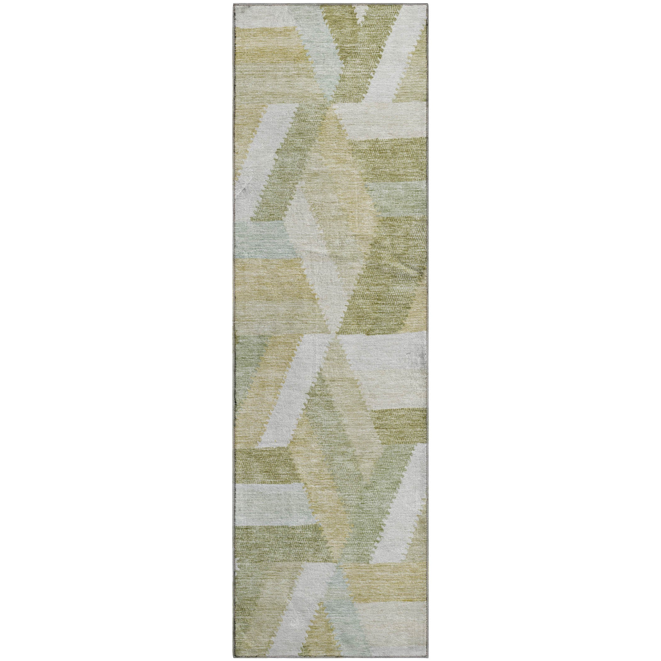 Seville Machine Washable Transitional Aloe Green Rug 2'3" x 7'6" #shape_Runner
