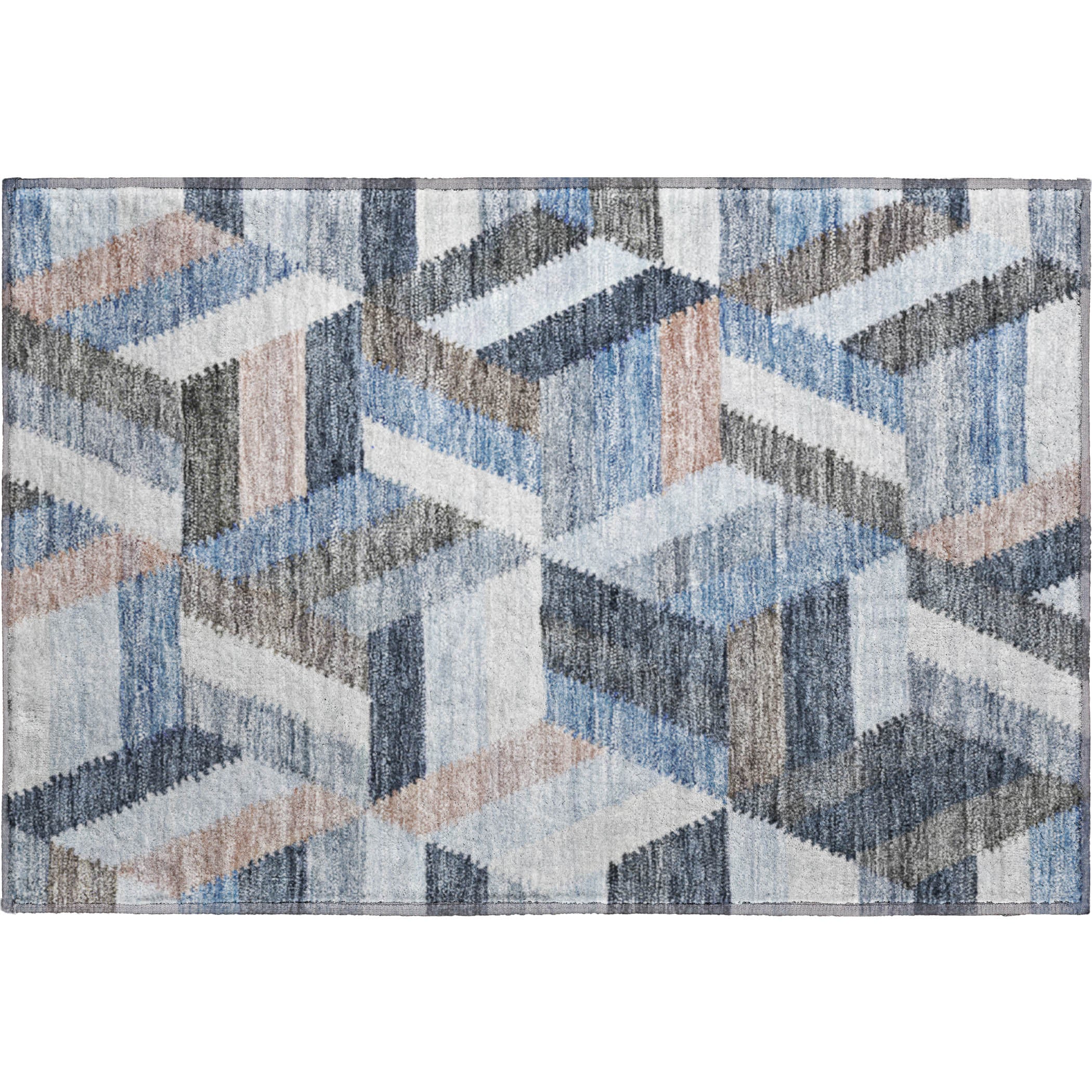 Seville Machine Washable Transitional Blue Rug 1'8" x 2'6" #shape_Rectangle