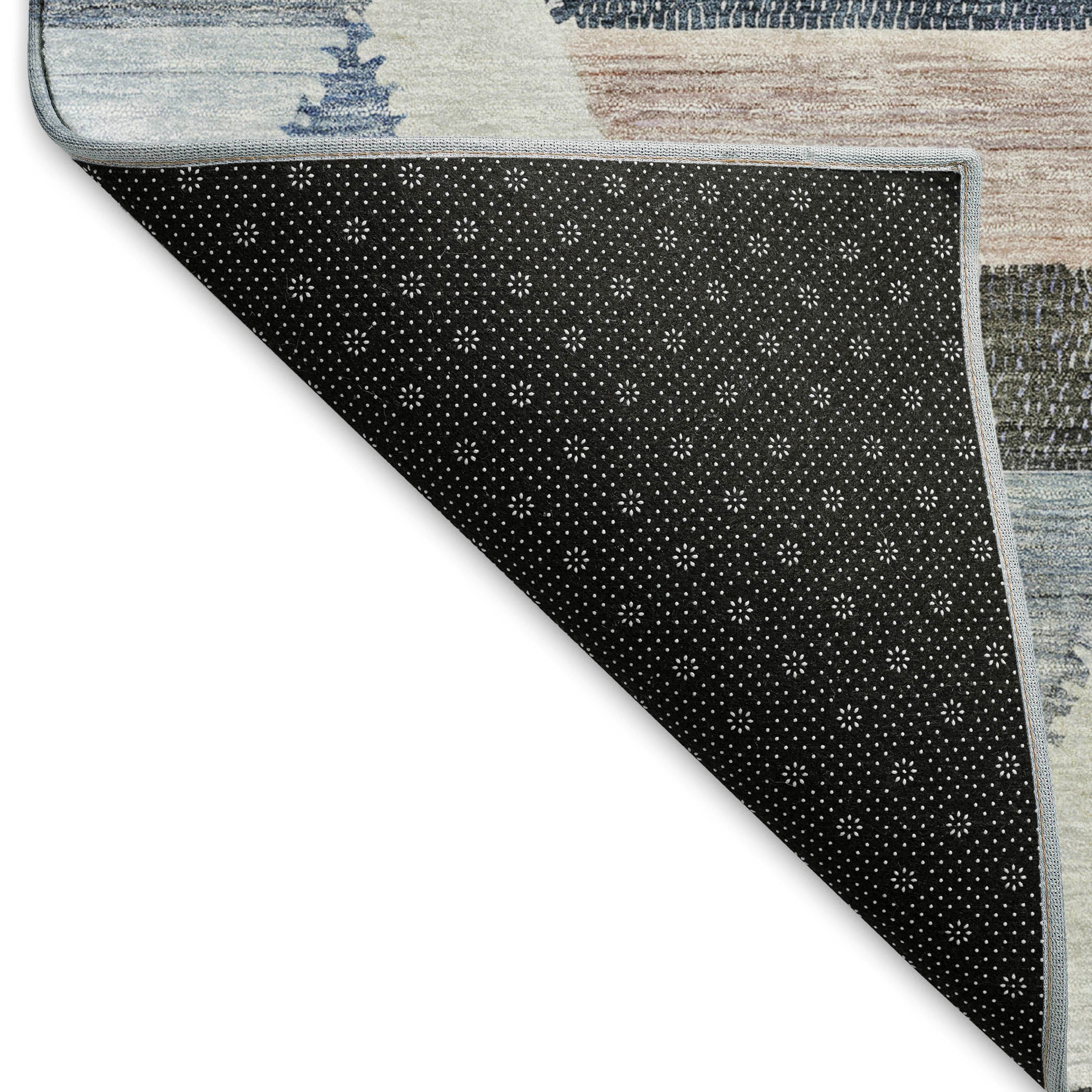 Seville Machine Washable Transitional Blue Rug 1'8" x 2'6" #shape_Rectangle