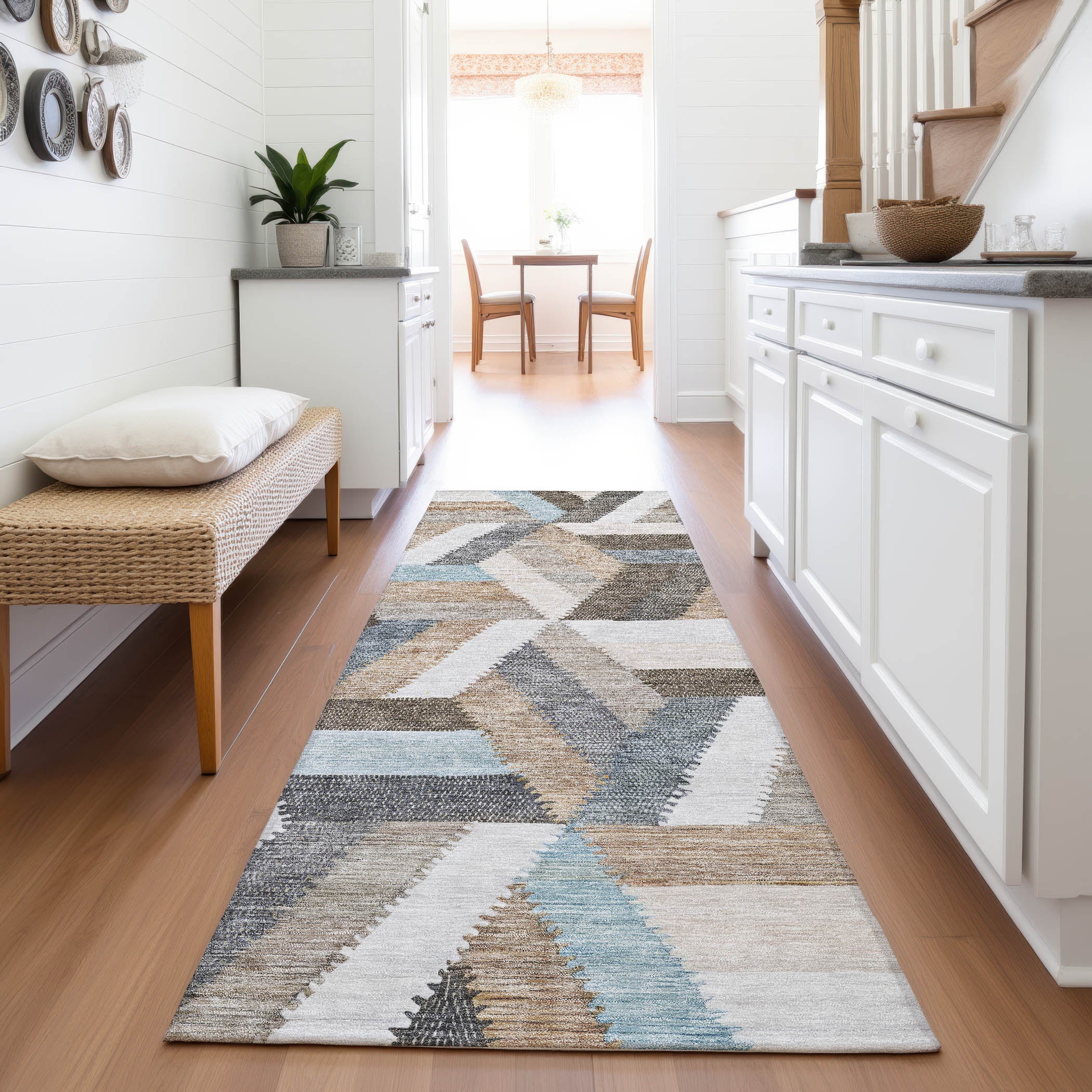 Seville Machine Washable Transitional Brown Rug 2'3" x 7'6" #shape_Runner