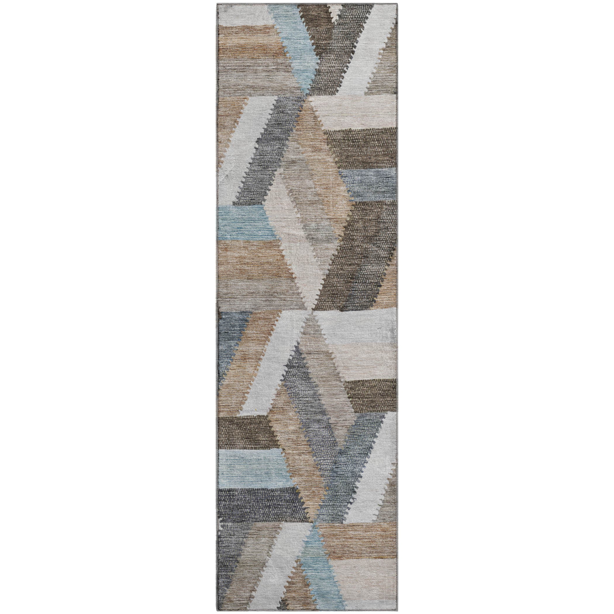 Seville Machine Washable Transitional Brown Rug 2'3" x 7'6" #shape_Runner