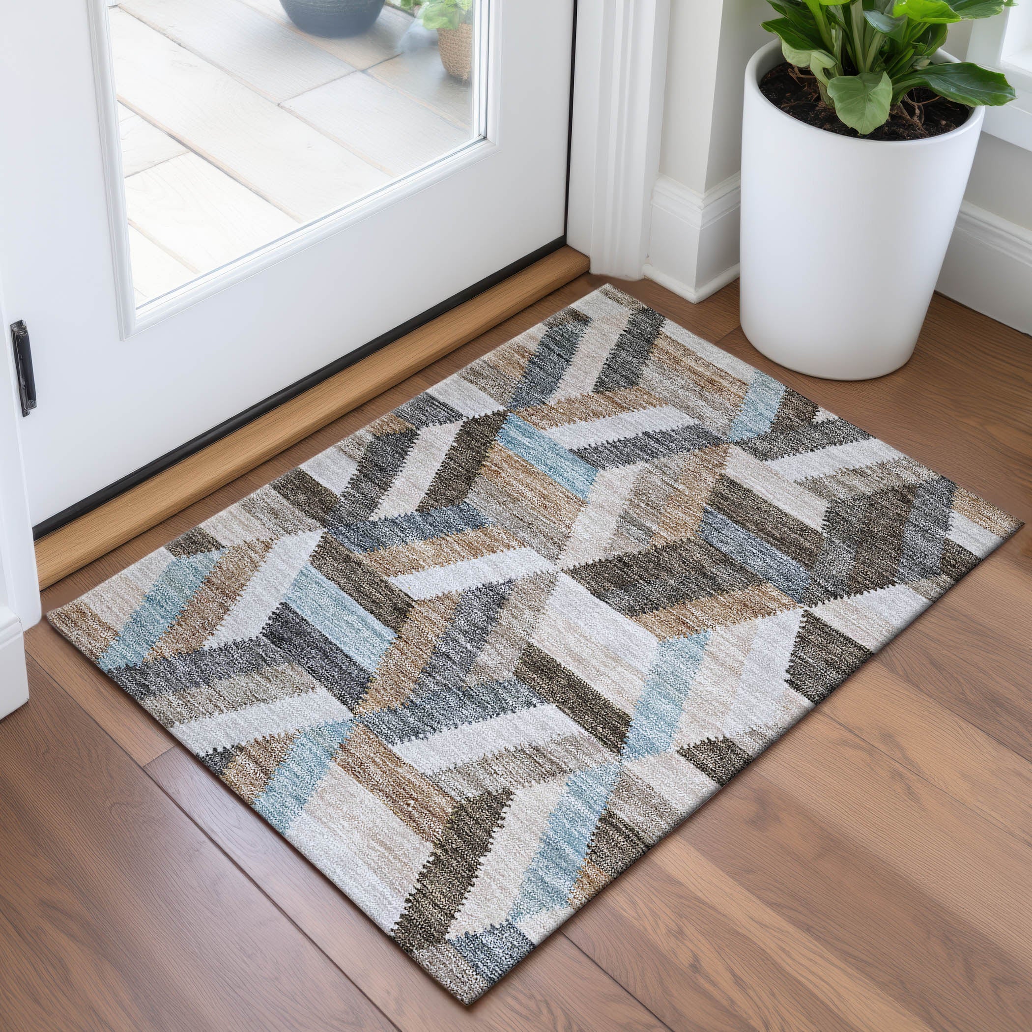 Seville Machine Washable Transitional Brown Rug 1'8" x 2'6" #shape_Rectangle