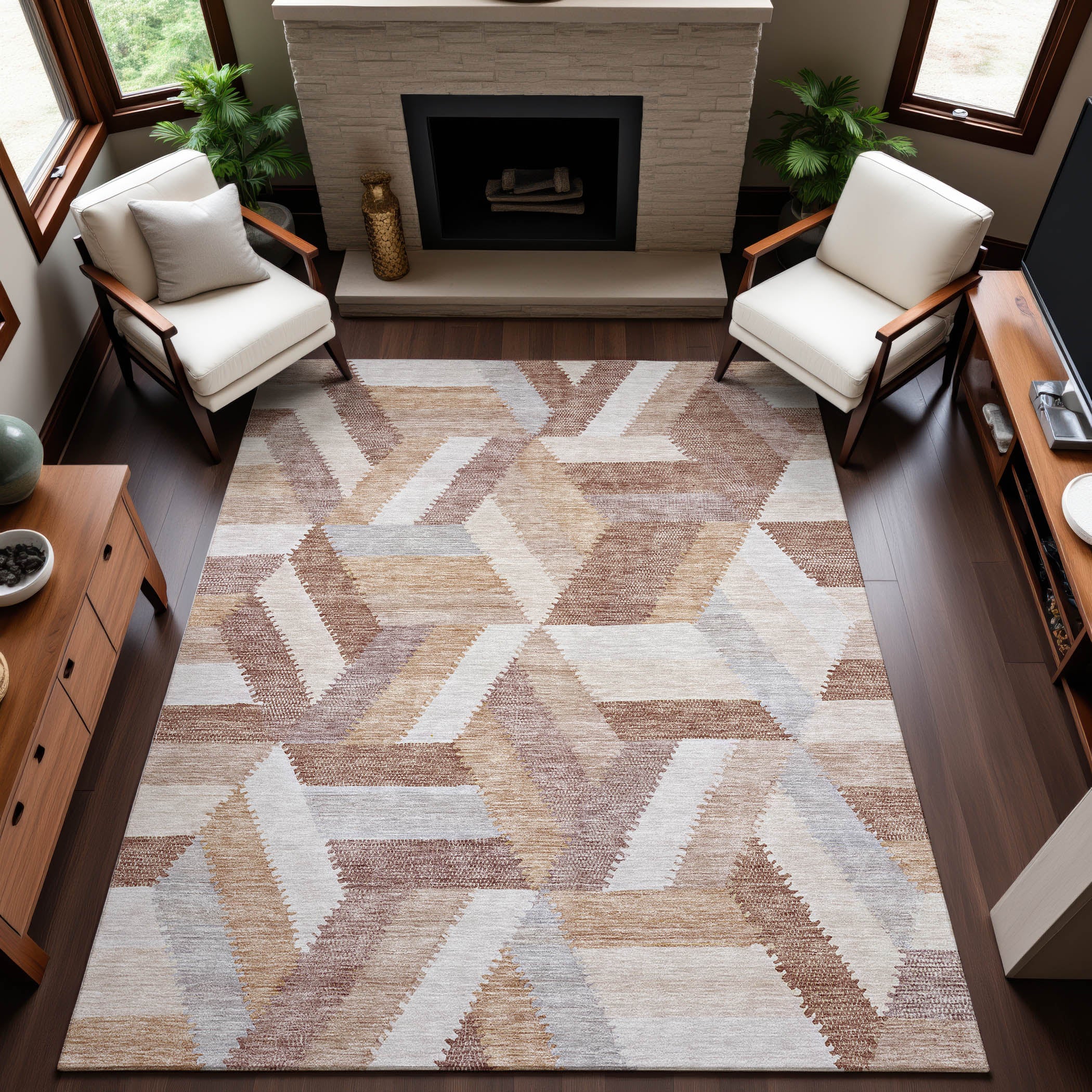 Seville Machine Washable Transitional Copper Orange Rug 2'6" x 3'10" #shape_Rectangle