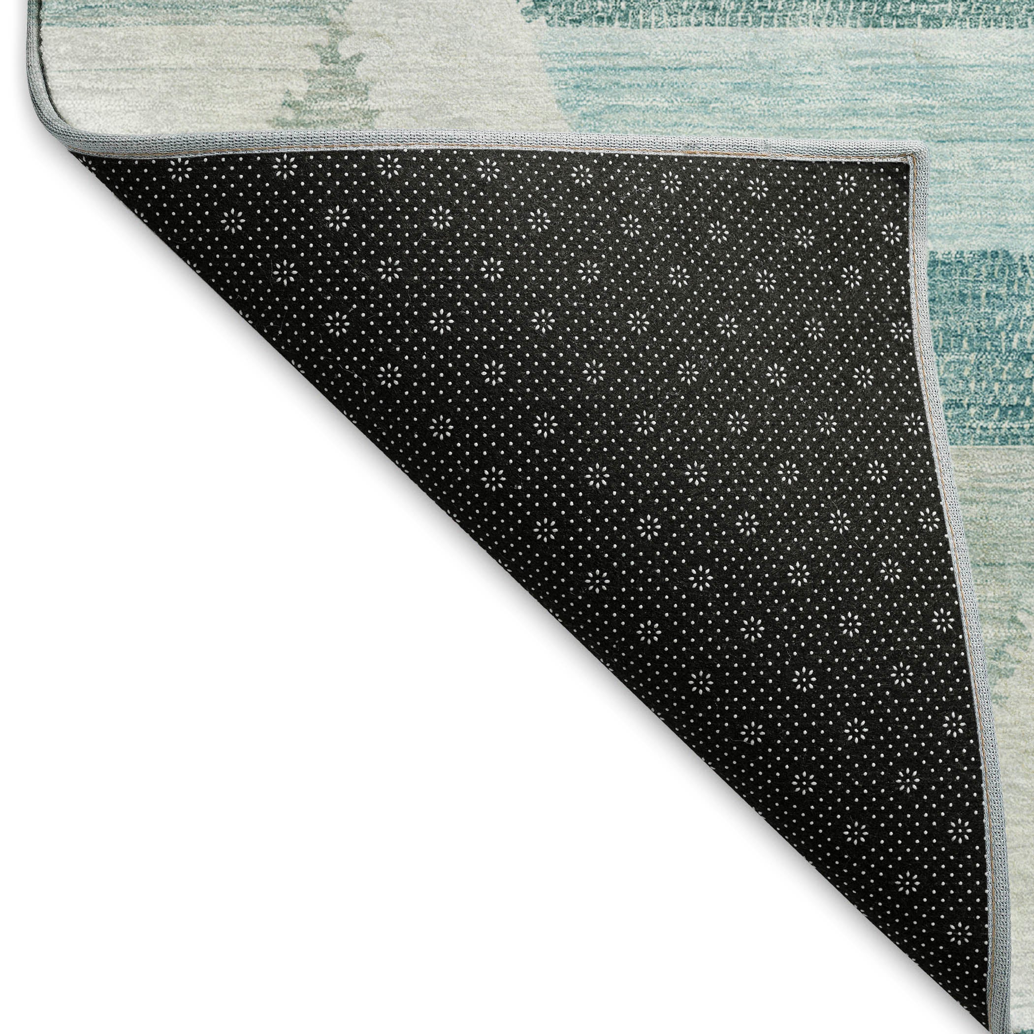 Seville Machine Washable Transitional Teal Rug 1'8" x 2'6" #shape_Rectangle