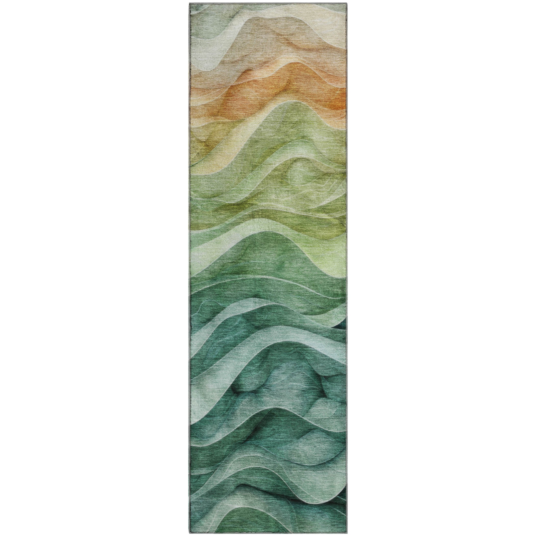 Ghent Machine Washable Transitional Teal Rug 2'3" x 7'6" #shape_Runner