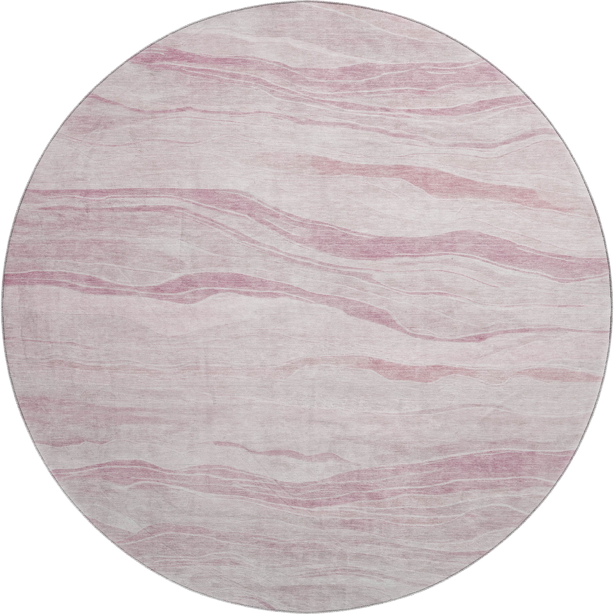 Antigua Machine Washable Transitional Pink Rug 8' x 8' #shape_Round