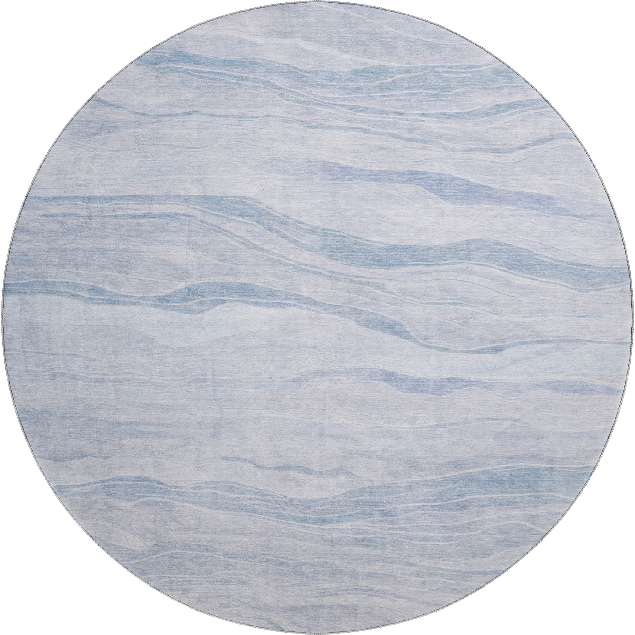 Antigua Machine Washable Transitional Sky Blue Rug 8' x 8' #shape_Round