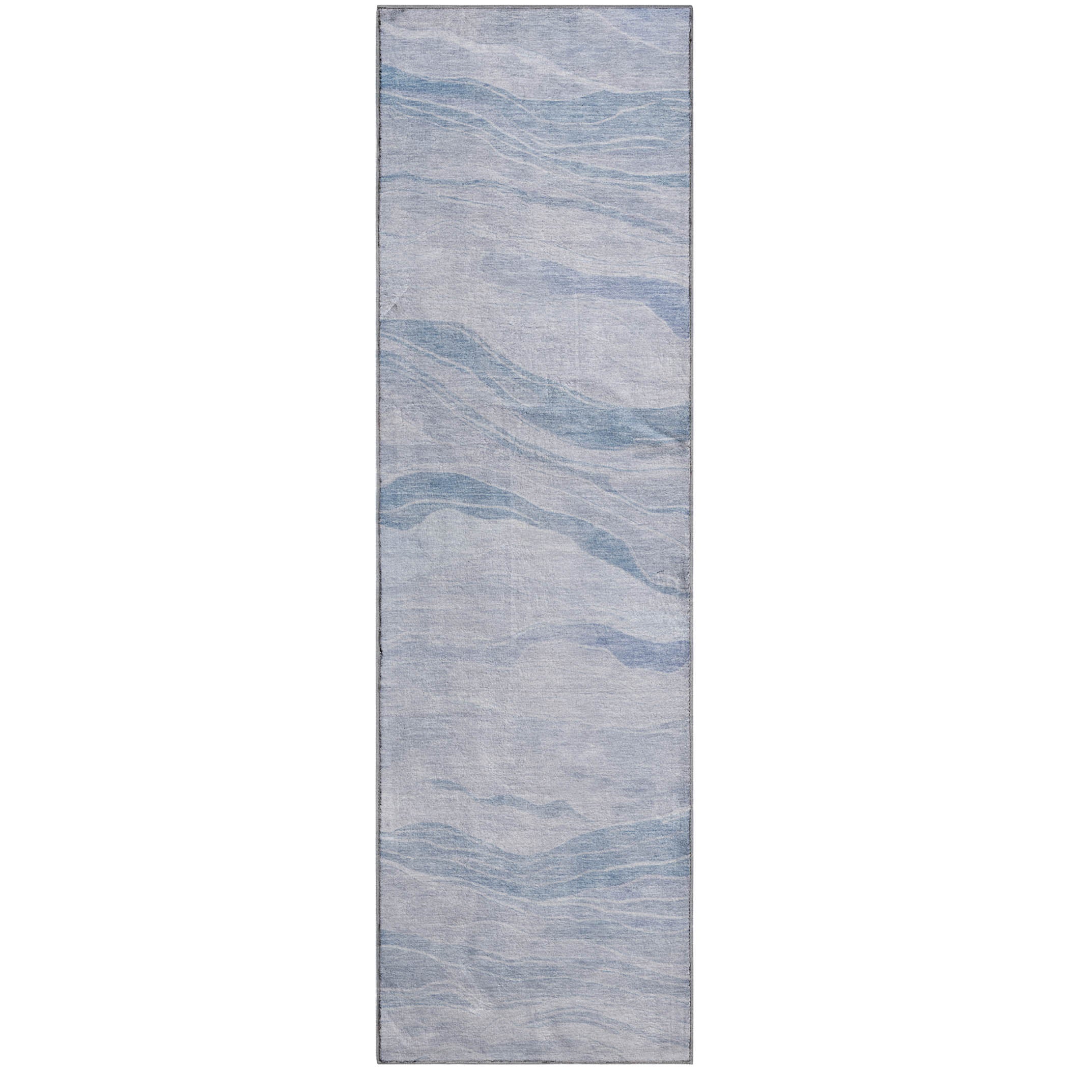Antigua Machine Washable Transitional Sky Blue Rug 2'3" x 7'6" #shape_Runner