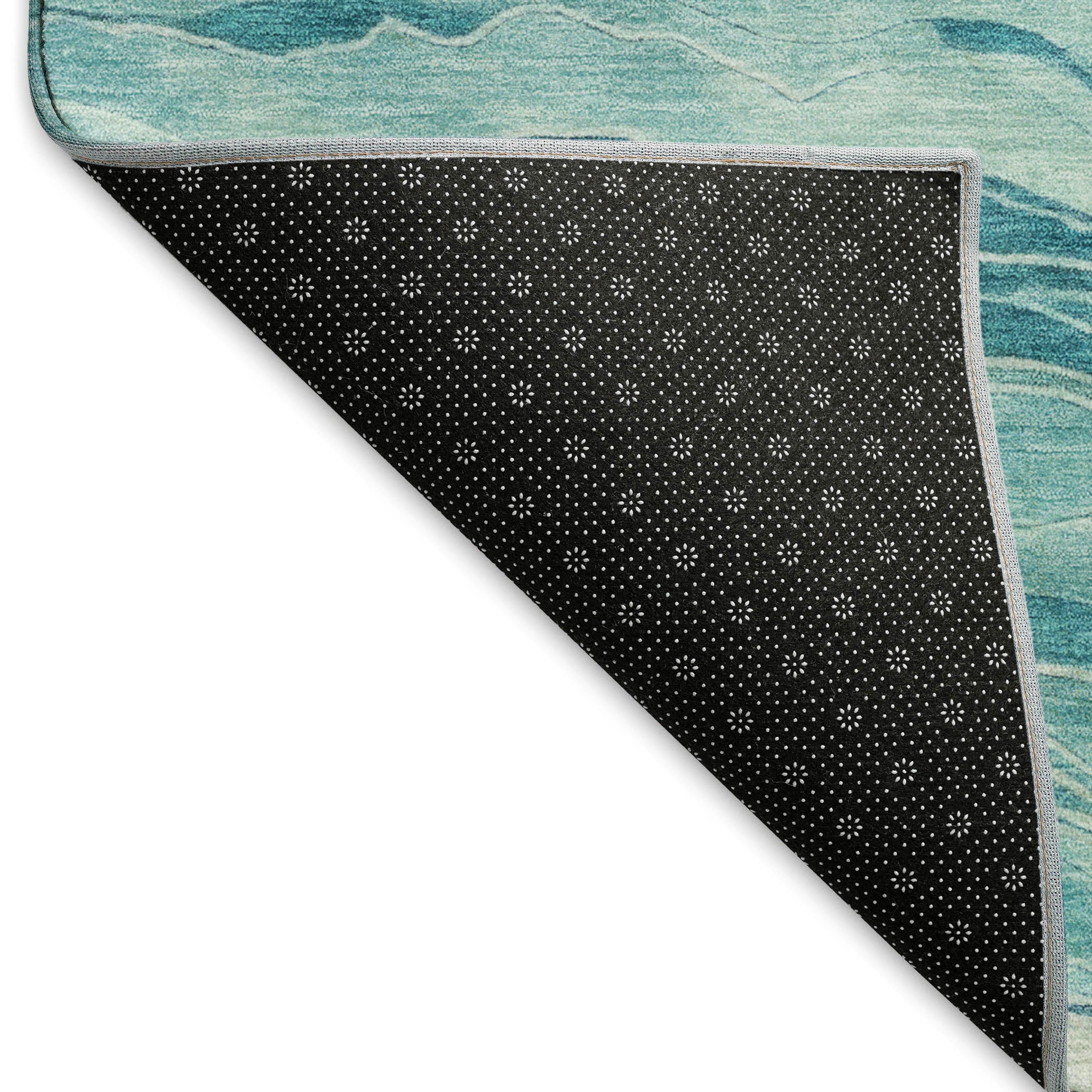 Antigua Machine Washable Transitional Turquoise Teal Rug 1'8" x 2'6" #shape_Rectangle