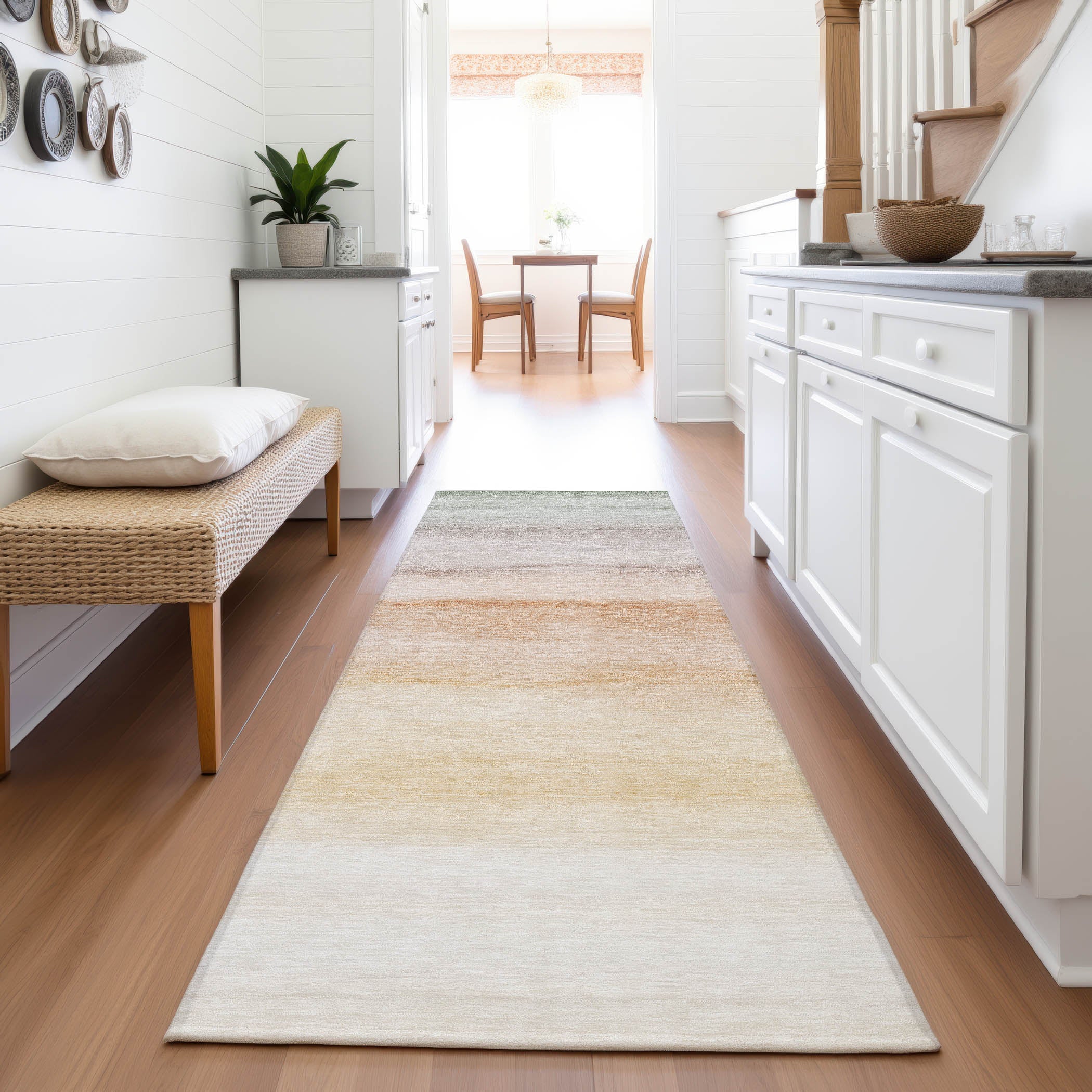 Hoi An Machine Washable Transitional Coral Orange Rug 2'3" x 7'6" #shape_Runner