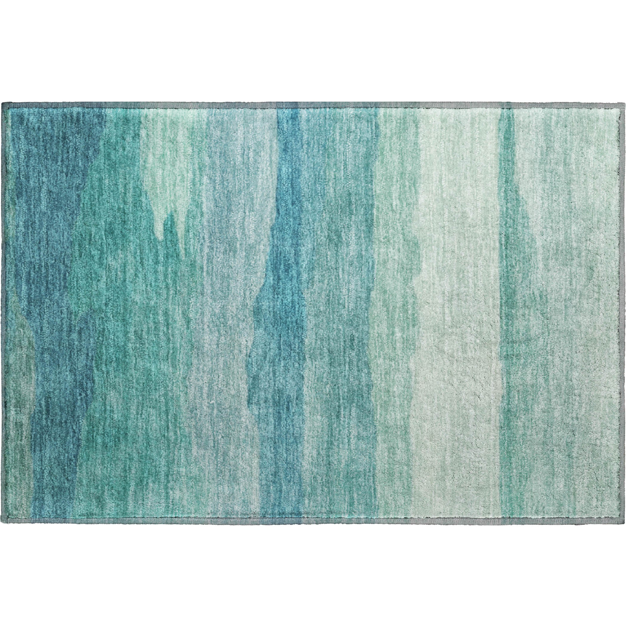 Bern Machine Washable Transitional Turquoise Teal Rug 1'8" x 2'6" #shape_Rectangle
