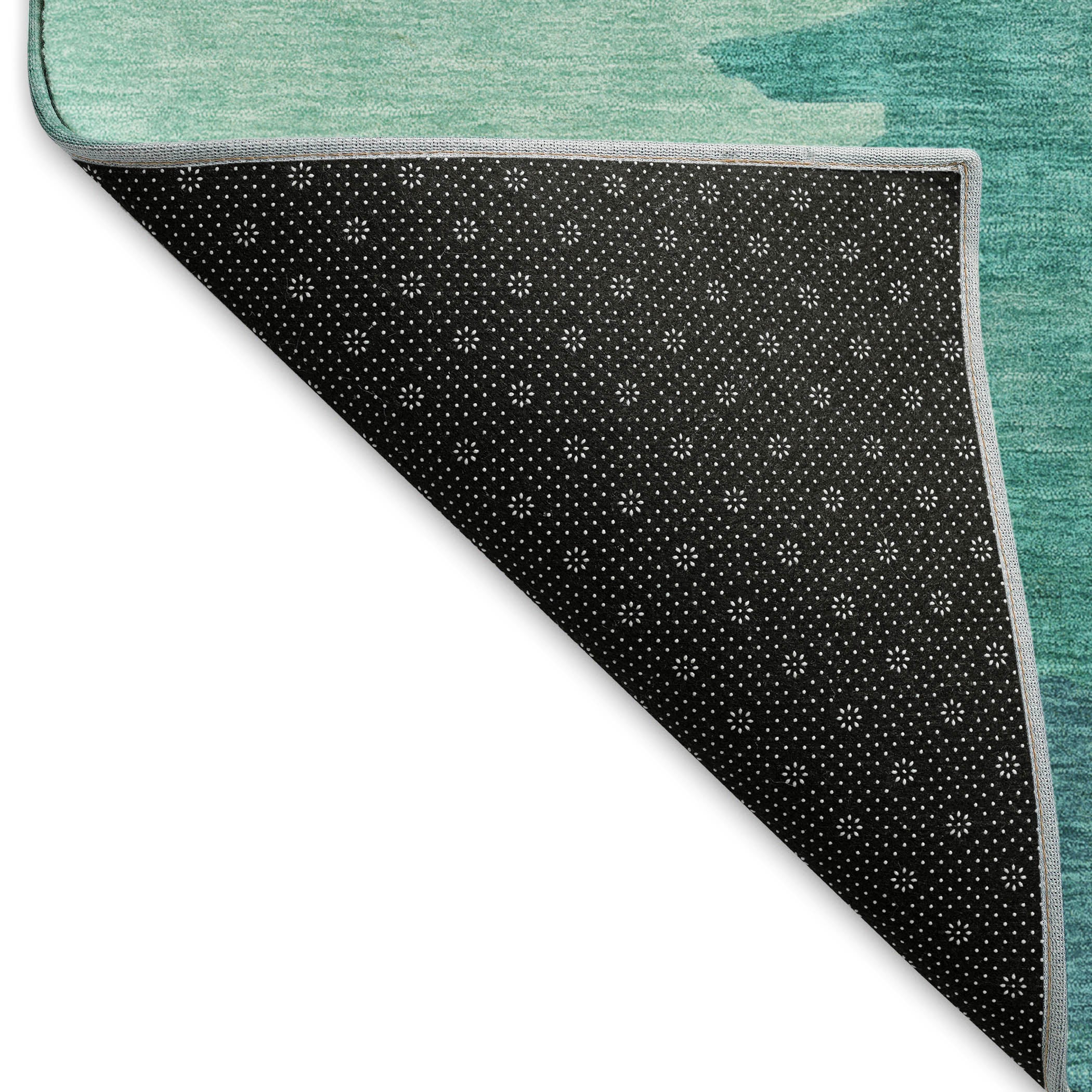 Bern Machine Washable Transitional Turquoise Teal Rug 1'8" x 2'6" #shape_Rectangle