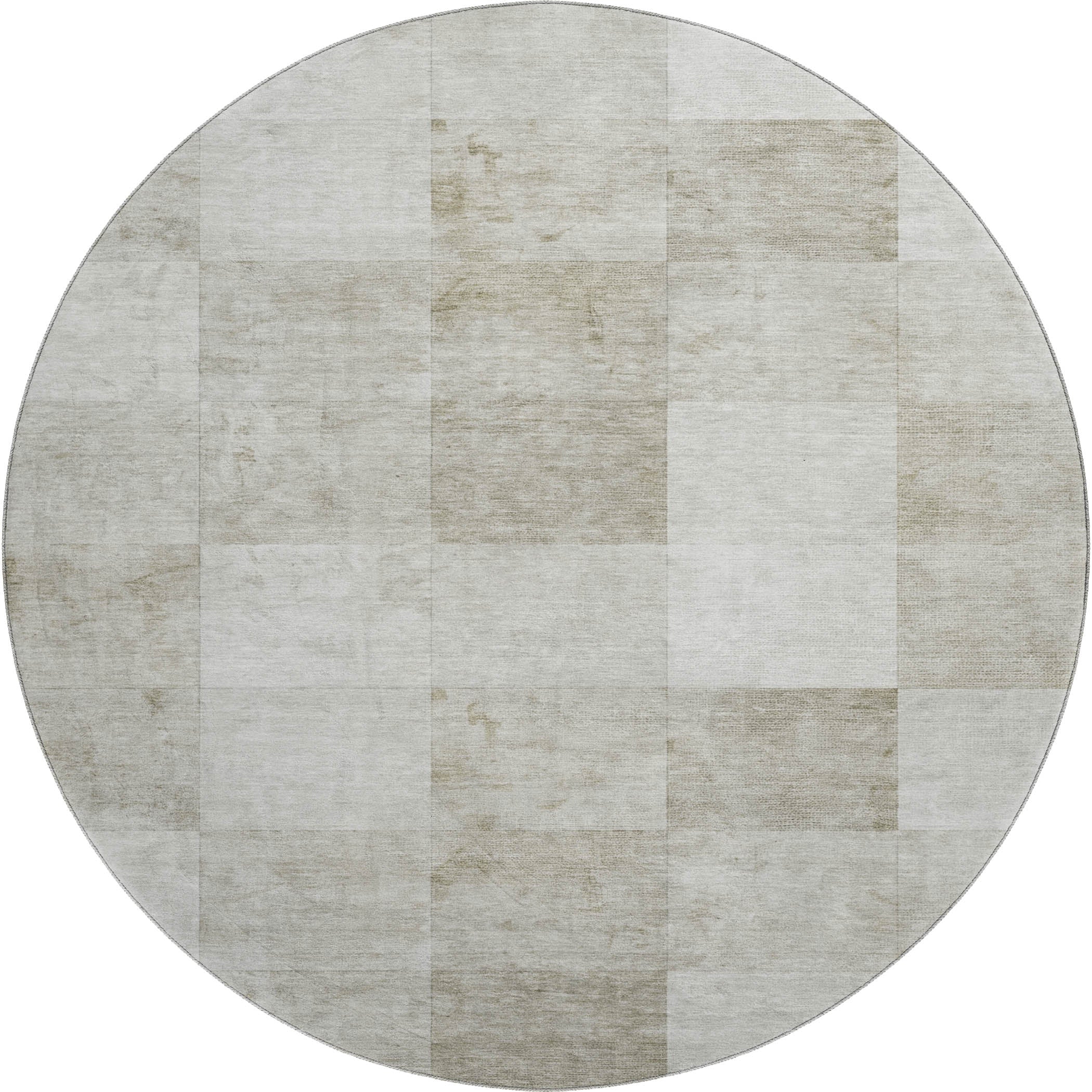 Siena Machine Washable Transitional Beige Brown Rug 8' x 8' #shape_Round